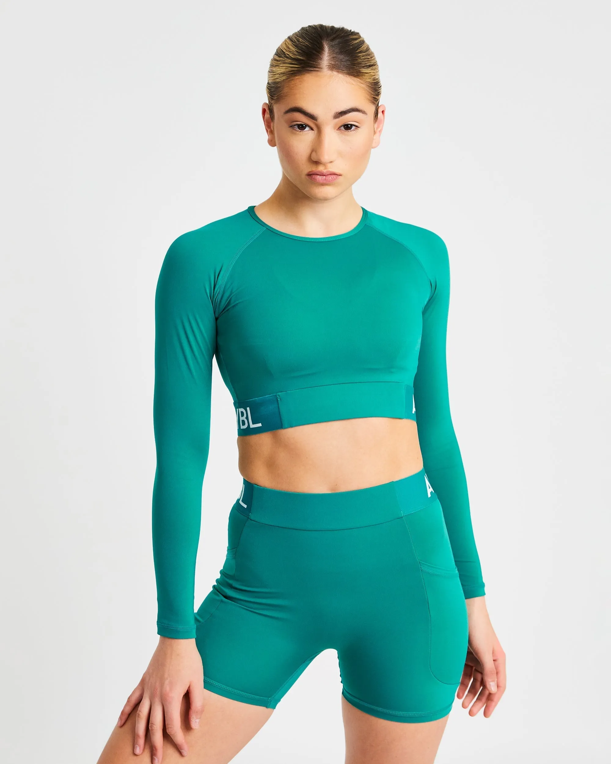 Training Long Sleeve Crop Top - Teal sold by AYBL