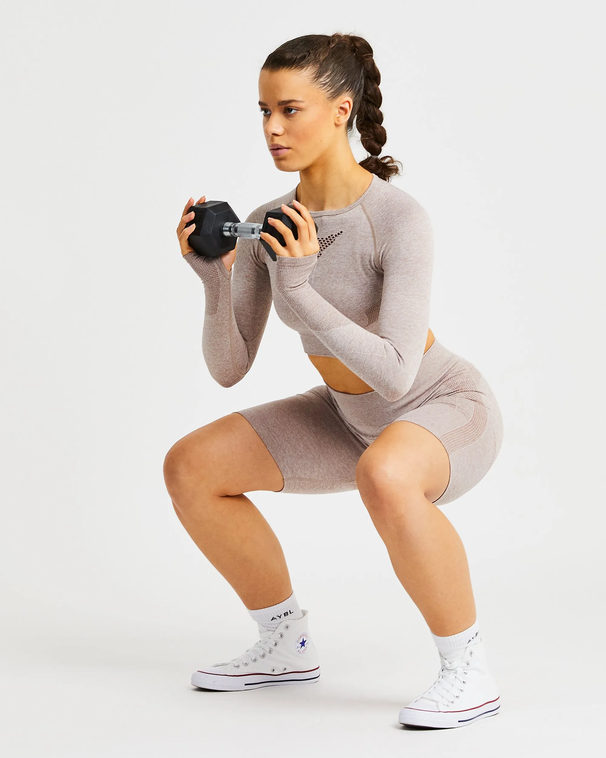 Motion Seamless Long Sleeve Crop Top - Soft Beige sold by AYBL product image thumbnail 5