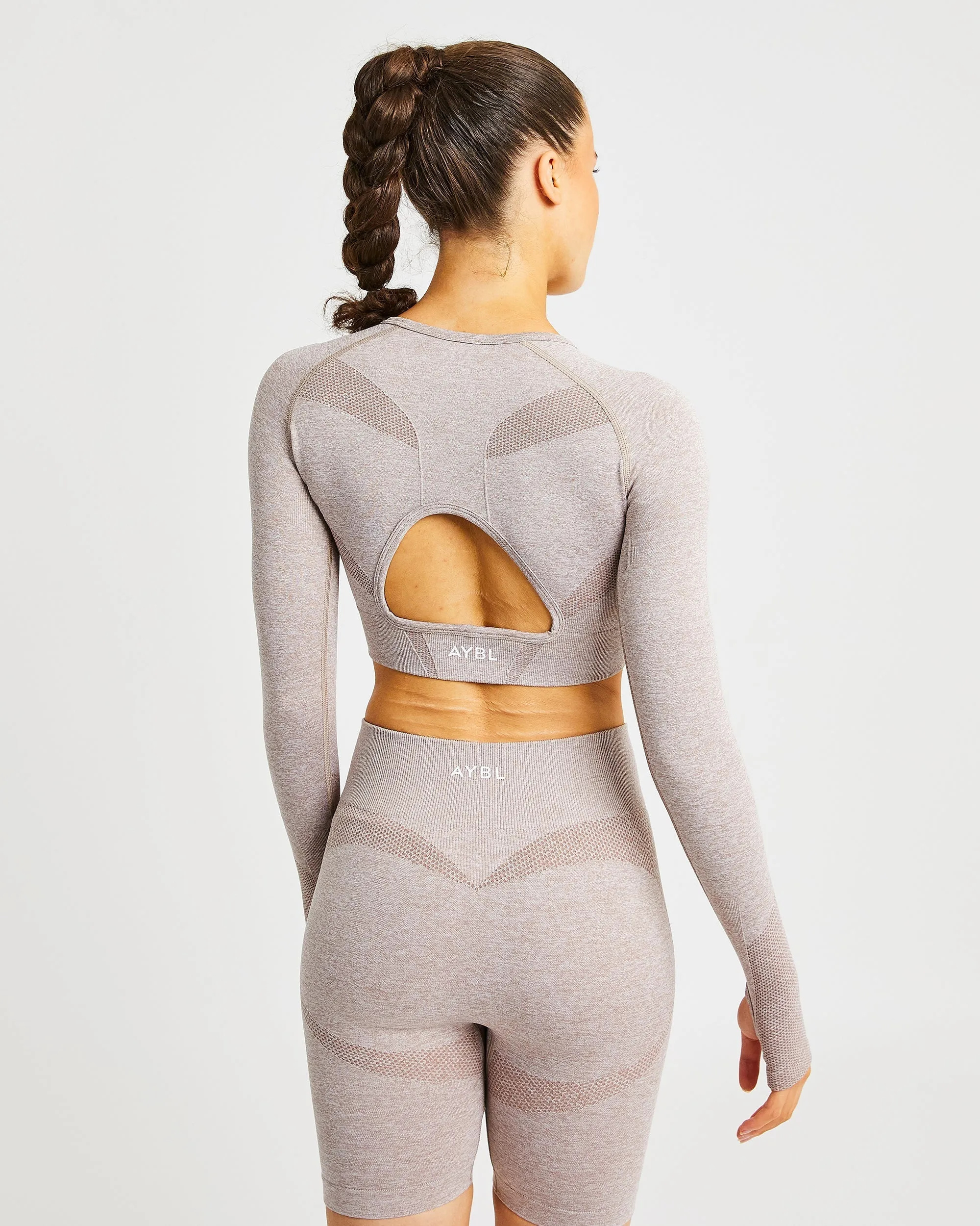 Motion Seamless Long Sleeve Crop Top - Soft Beige sold by AYBL product image thumbnail 2