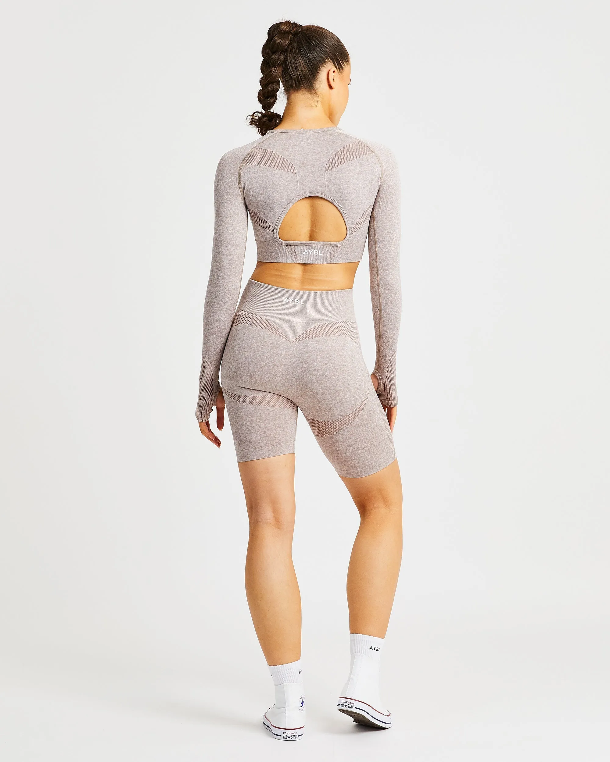 Motion Seamless Long Sleeve Crop Top - Soft Beige sold by AYBL product image thumbnail 4