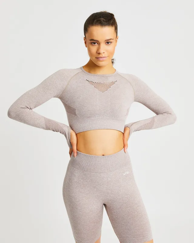 Motion Seamless Long Sleeve Crop Top - Soft Beige sold by AYBL