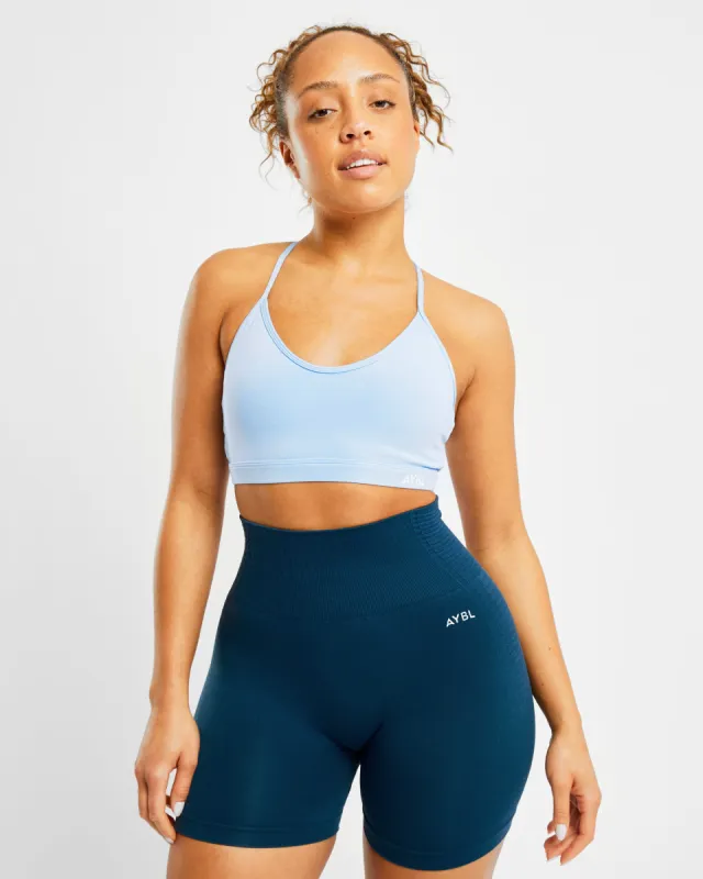 Essential V Neck Sports Bra - Powder Blue sold by AYBL
