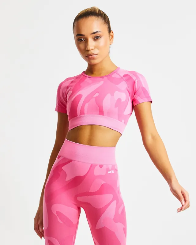 Abstract Seamless Crop Top - Hot Pink sold by AYBL