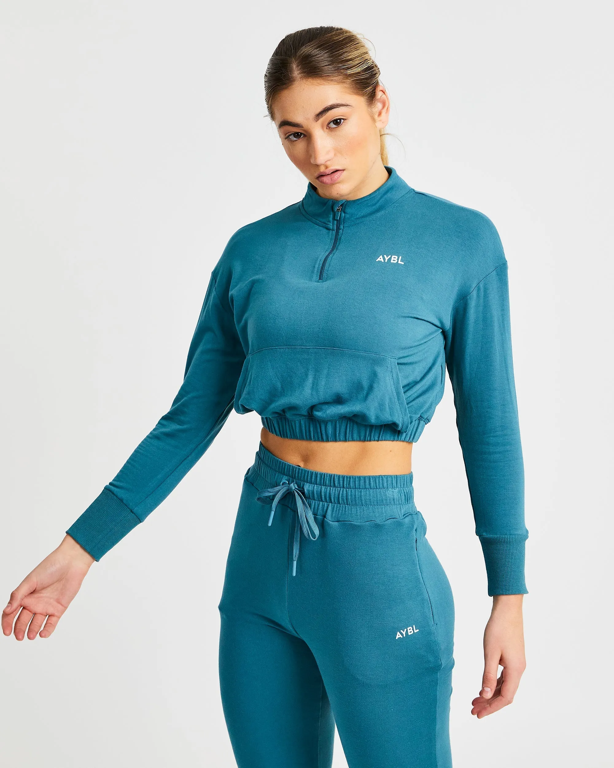 Studio 1/2 Zip Pullover - Deep Teal sold by AYBL