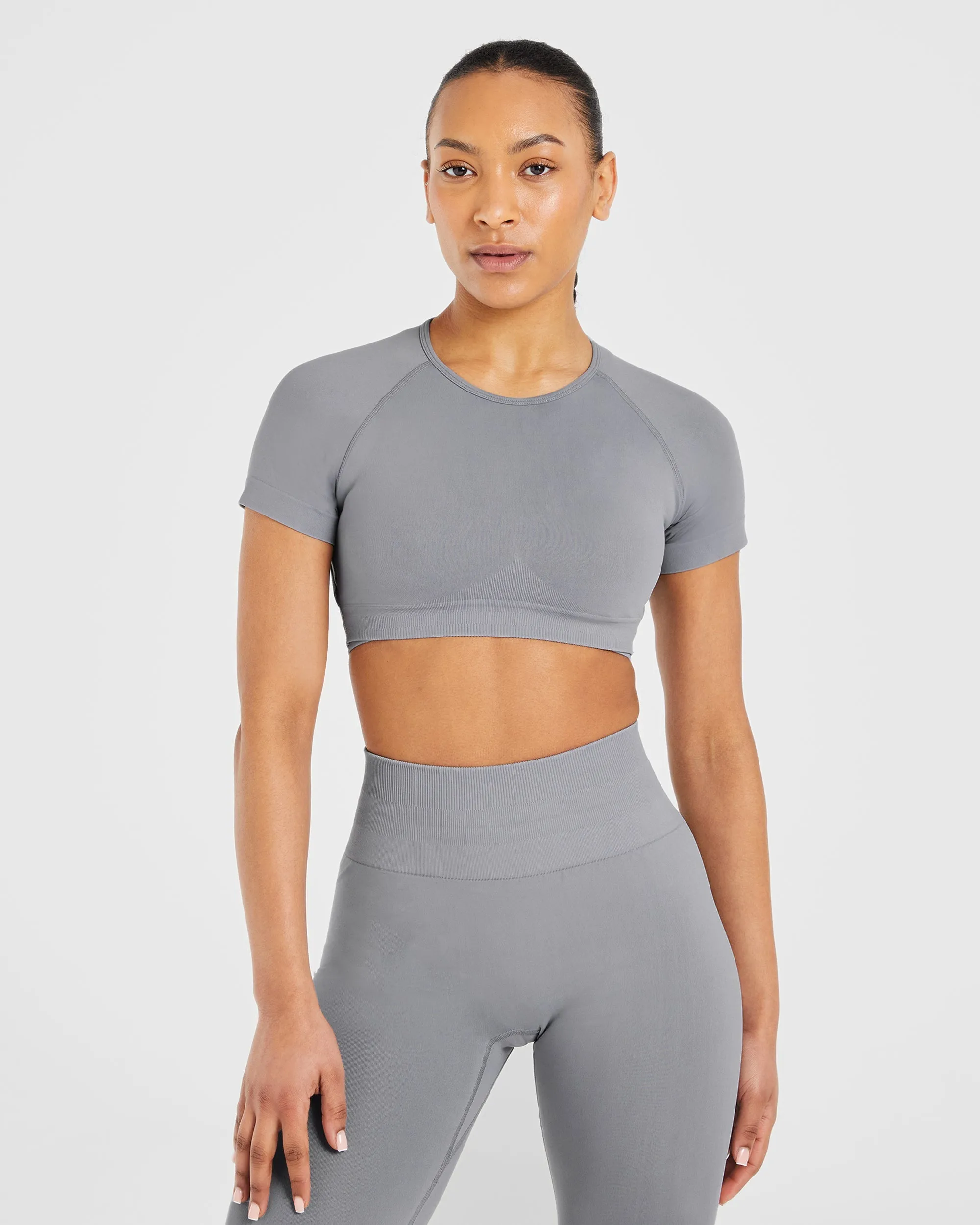Power Seamless Crop Top - Grey sold by AYBL
