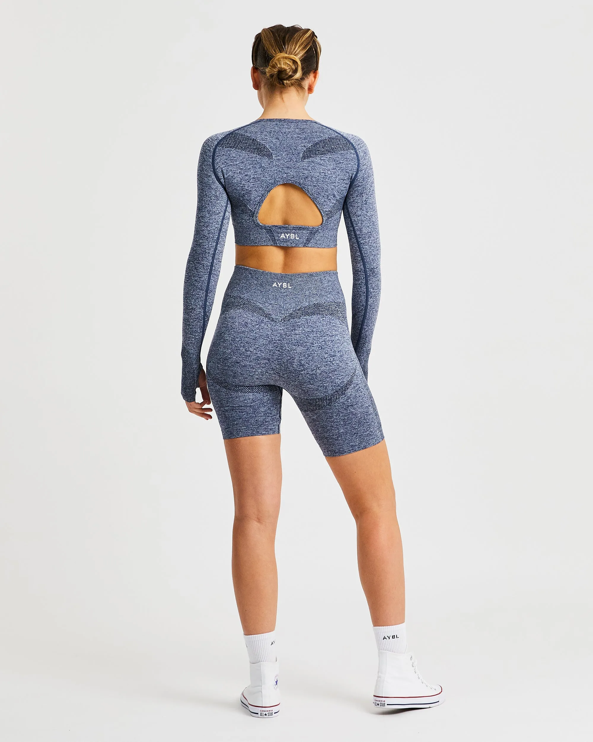 Motion Seamless Long Sleeve Crop Top - Navy sold by AYBL product image thumbnail 4