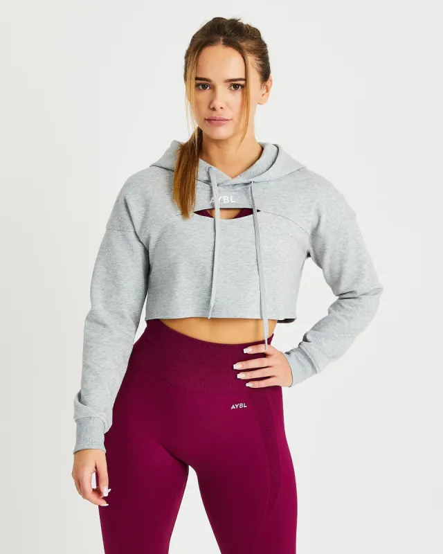 Everyday Cutout Crop Hoodie - Heather Grey sold by AYBL