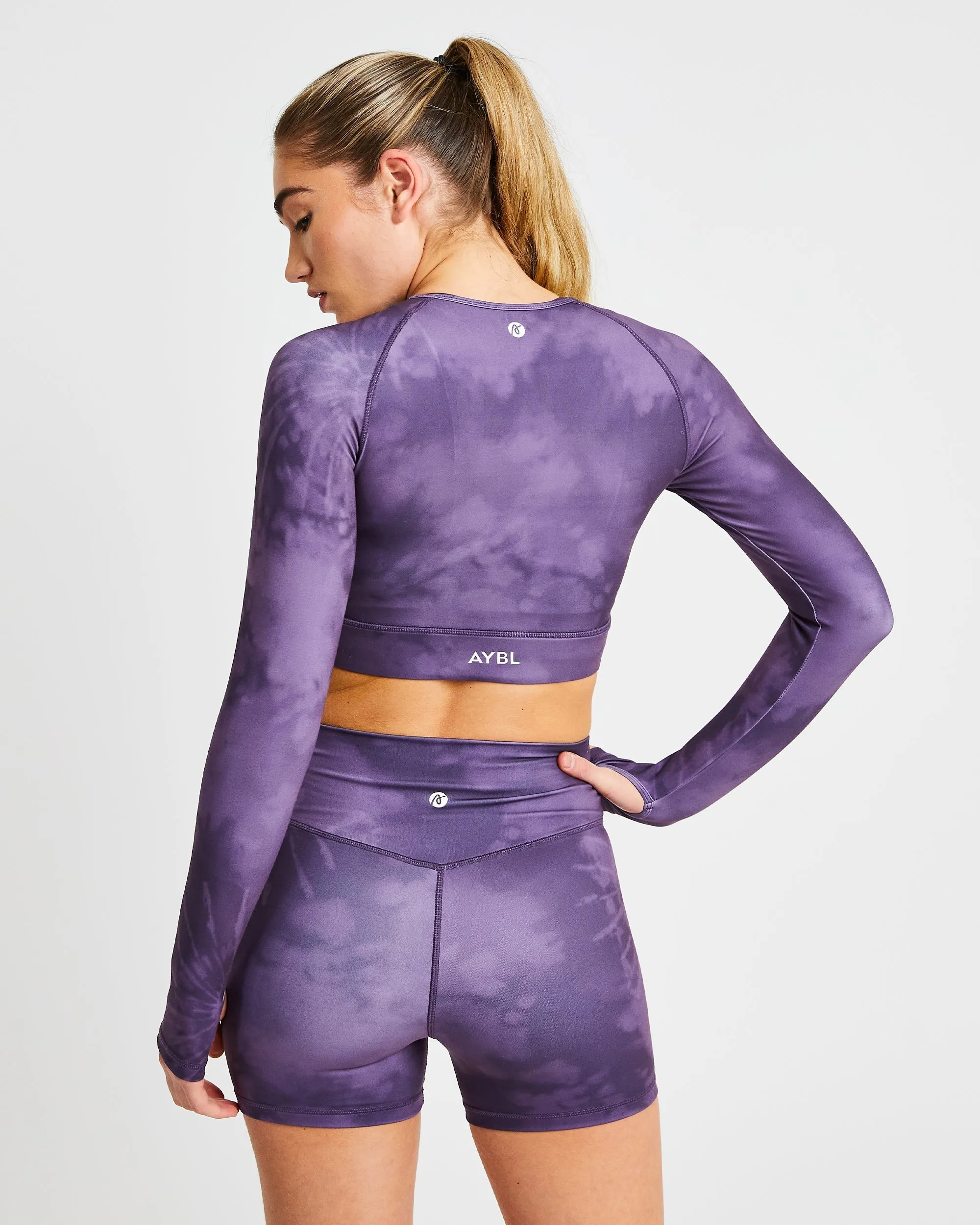 Core Long Sleeve Crop Top - Purple Tie Dye sold by AYBL product image thumbnail 2