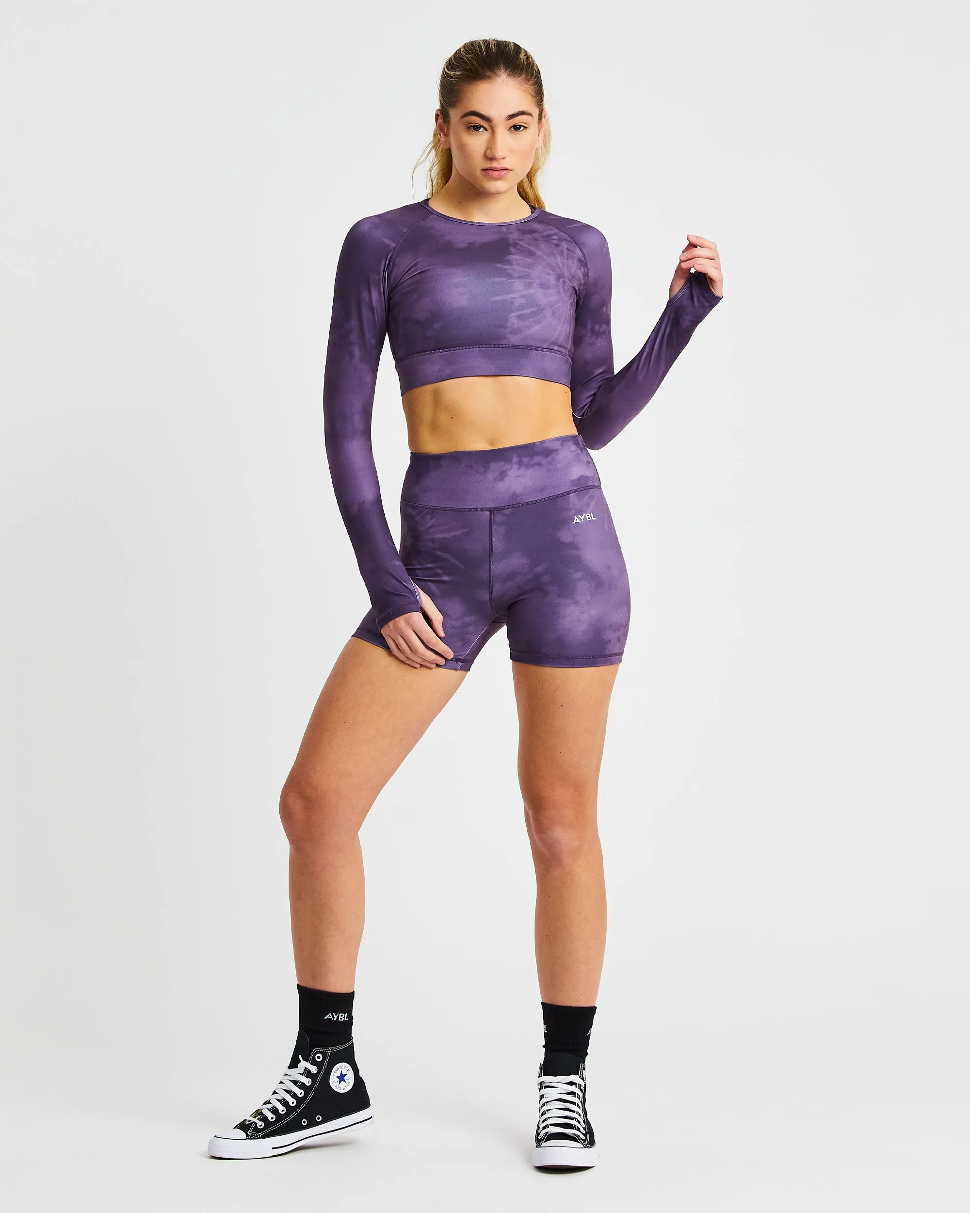 Core Long Sleeve Crop Top - Purple Tie Dye sold by AYBL product image thumbnail 3