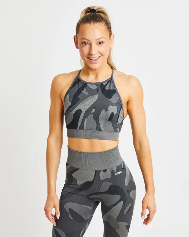 Abstract Seamless Sports Bra - Charcoal sold by AYBL