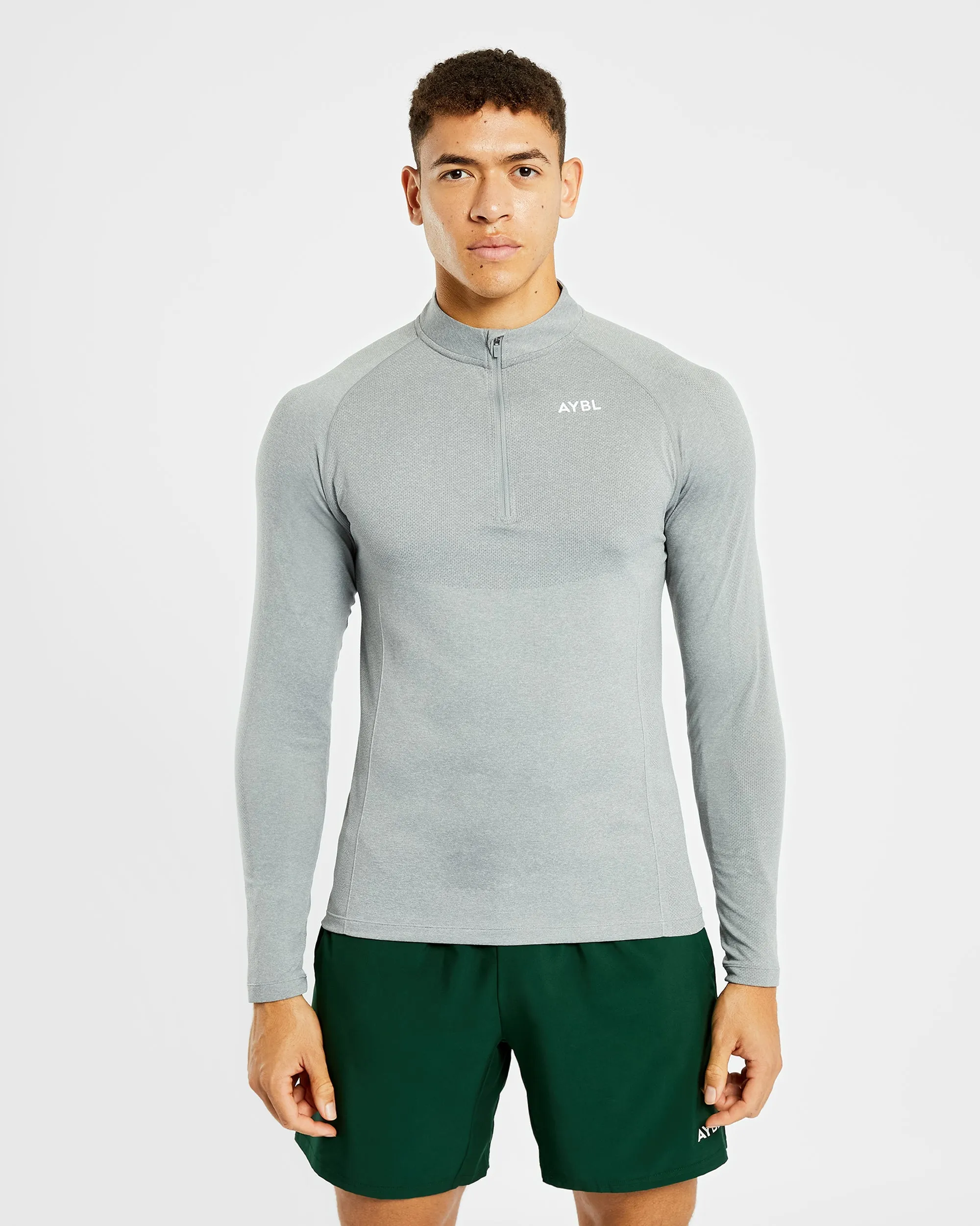 Essential Seamless 1/4 Zip Pullover - Grey Marl sold by AYBL