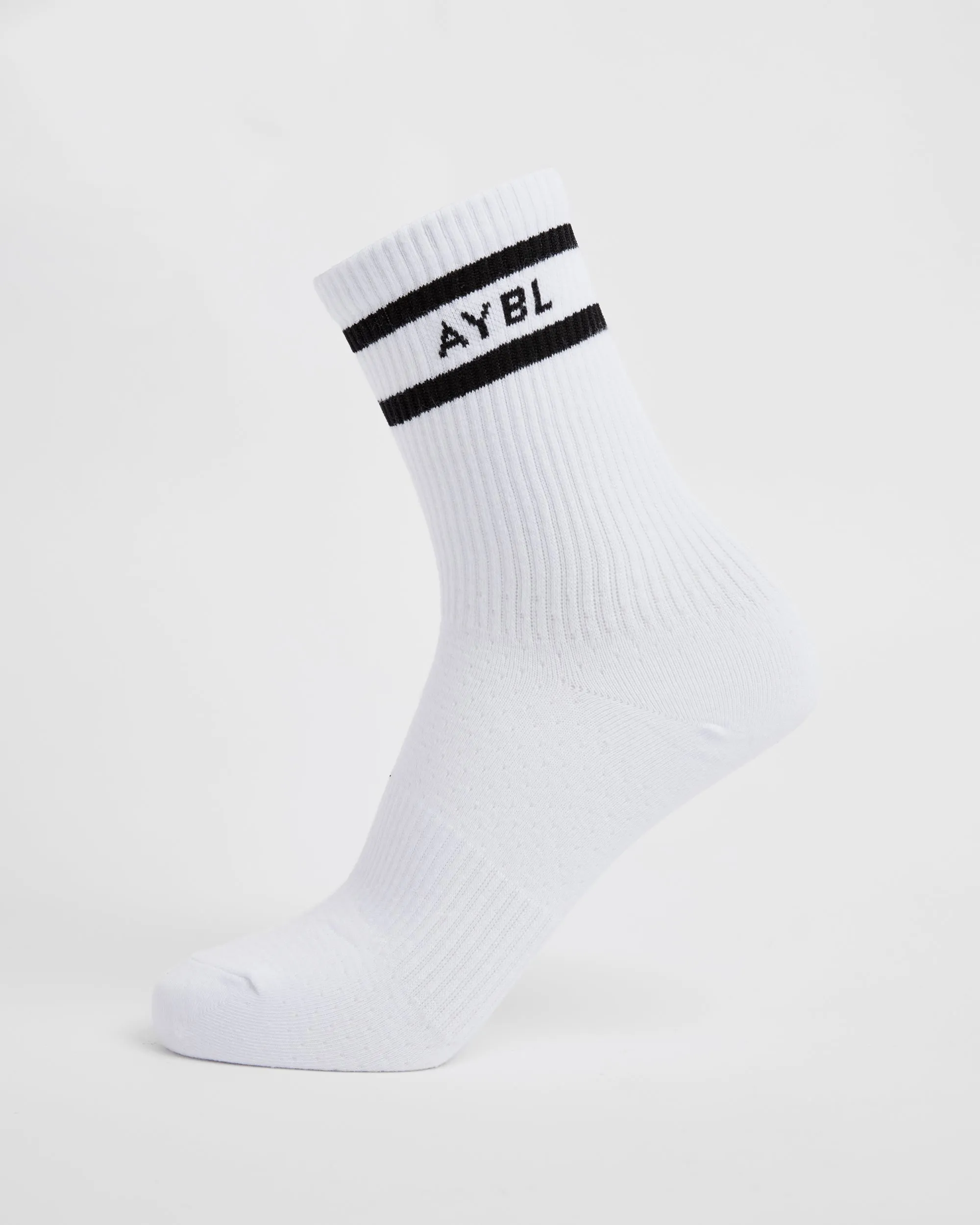 Everyday Double Stripe Crew Socks (3 Pack) - White sold by AYBL product image thumbnail 3
