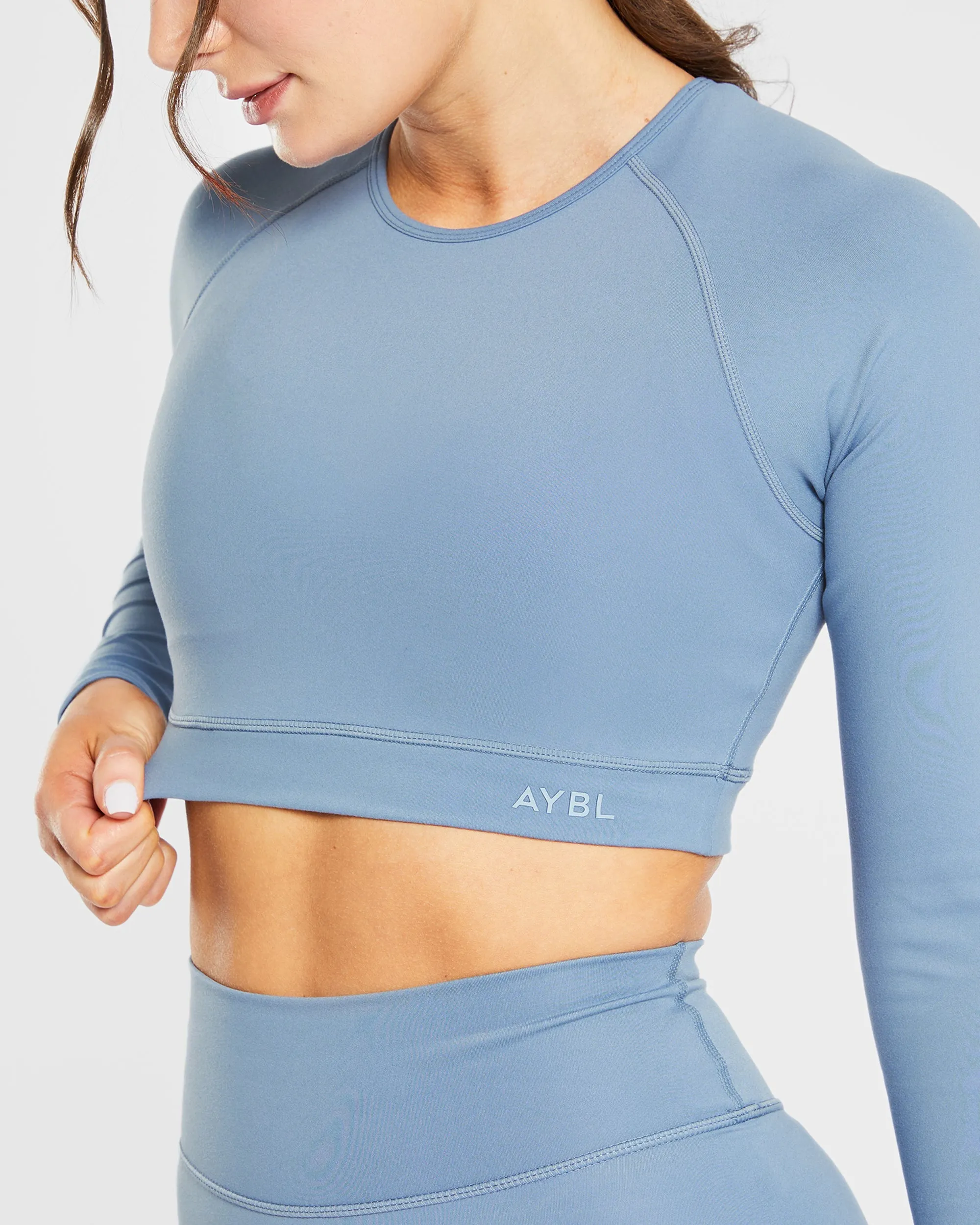 Staple Long Sleeve Crop Top - Slate Blue sold by AYBL product image thumbnail 5