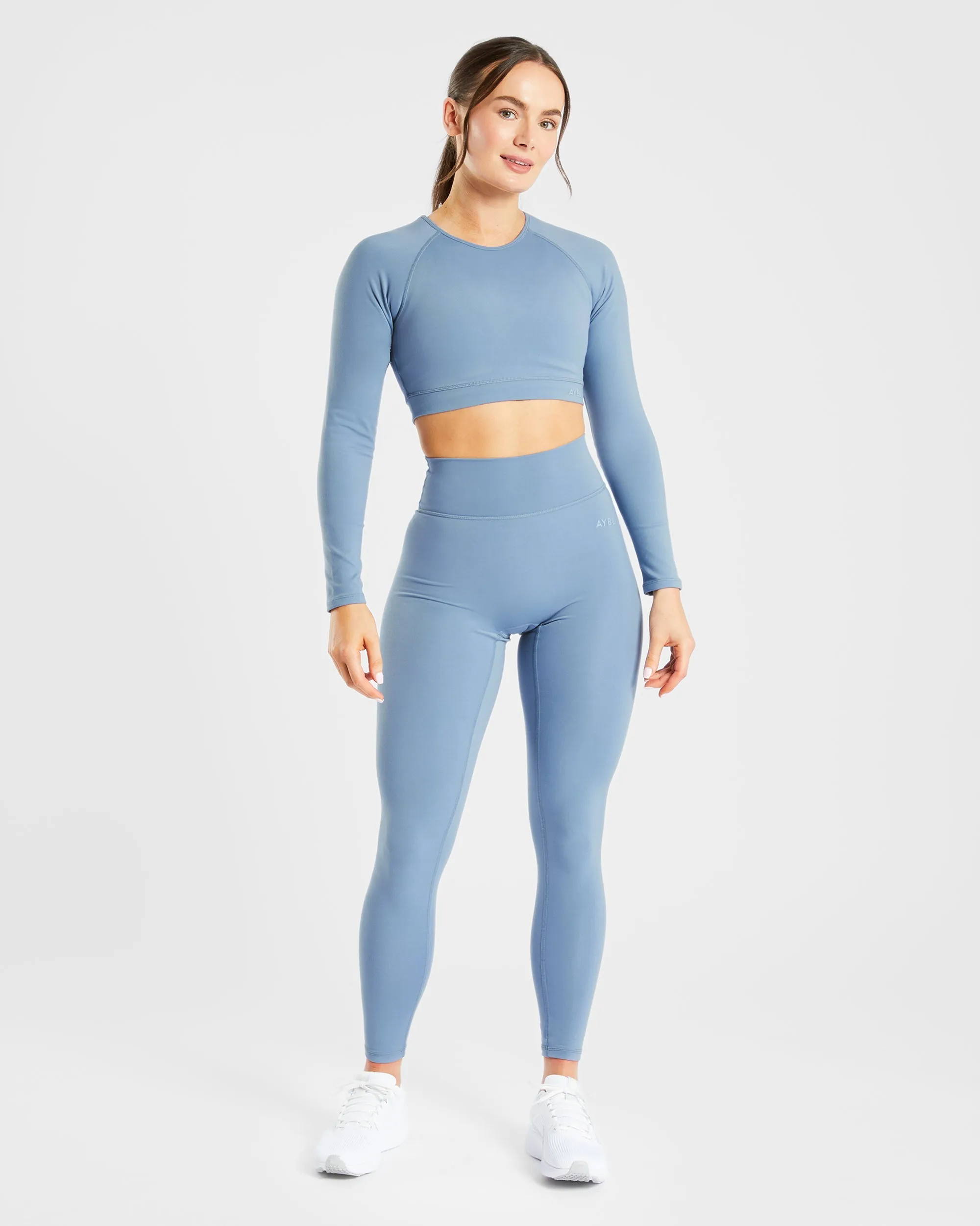 Staple Long Sleeve Crop Top - Slate Blue sold by AYBL product image thumbnail 3