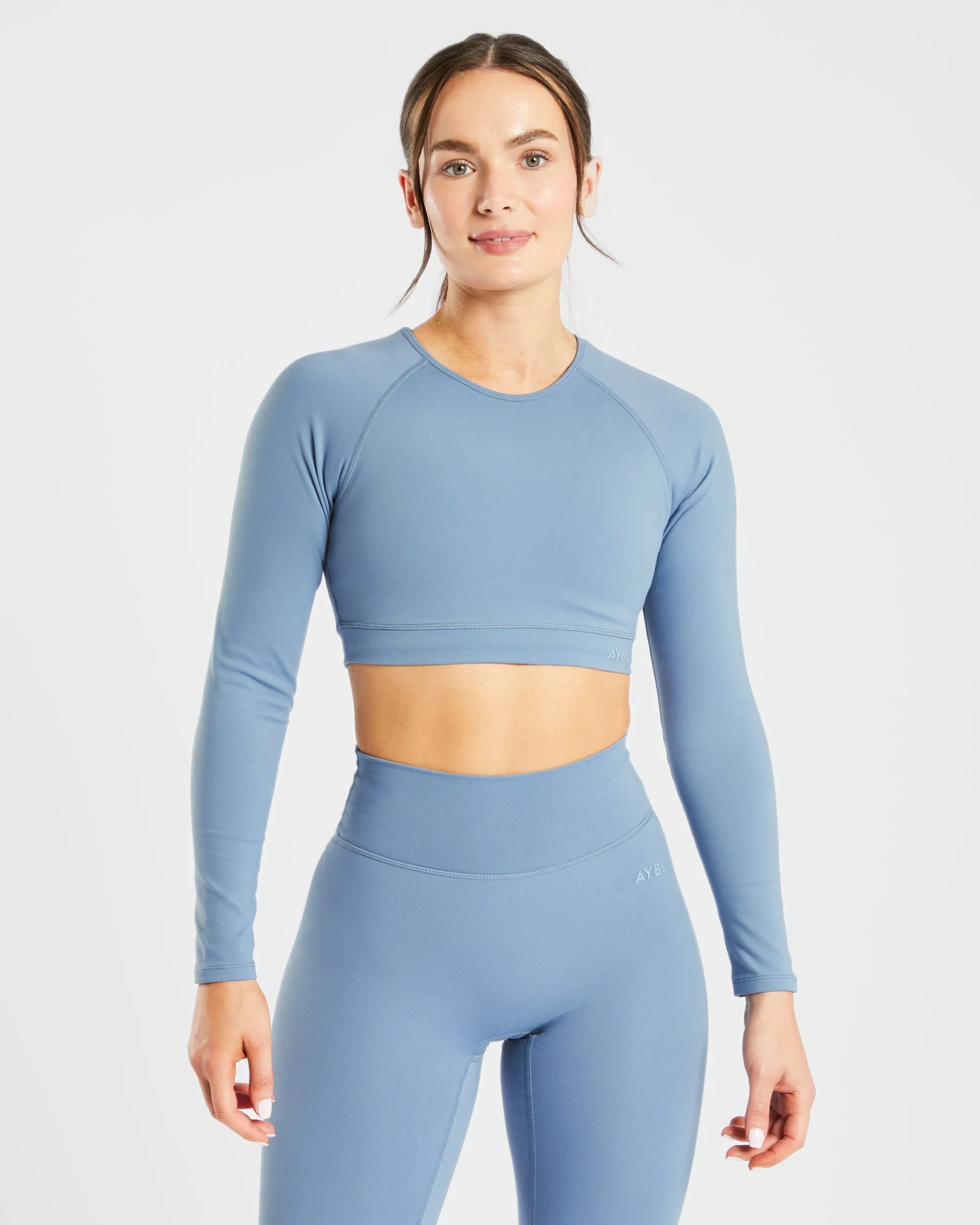 Staple Long Sleeve Crop Top - Slate Blue sold by AYBL