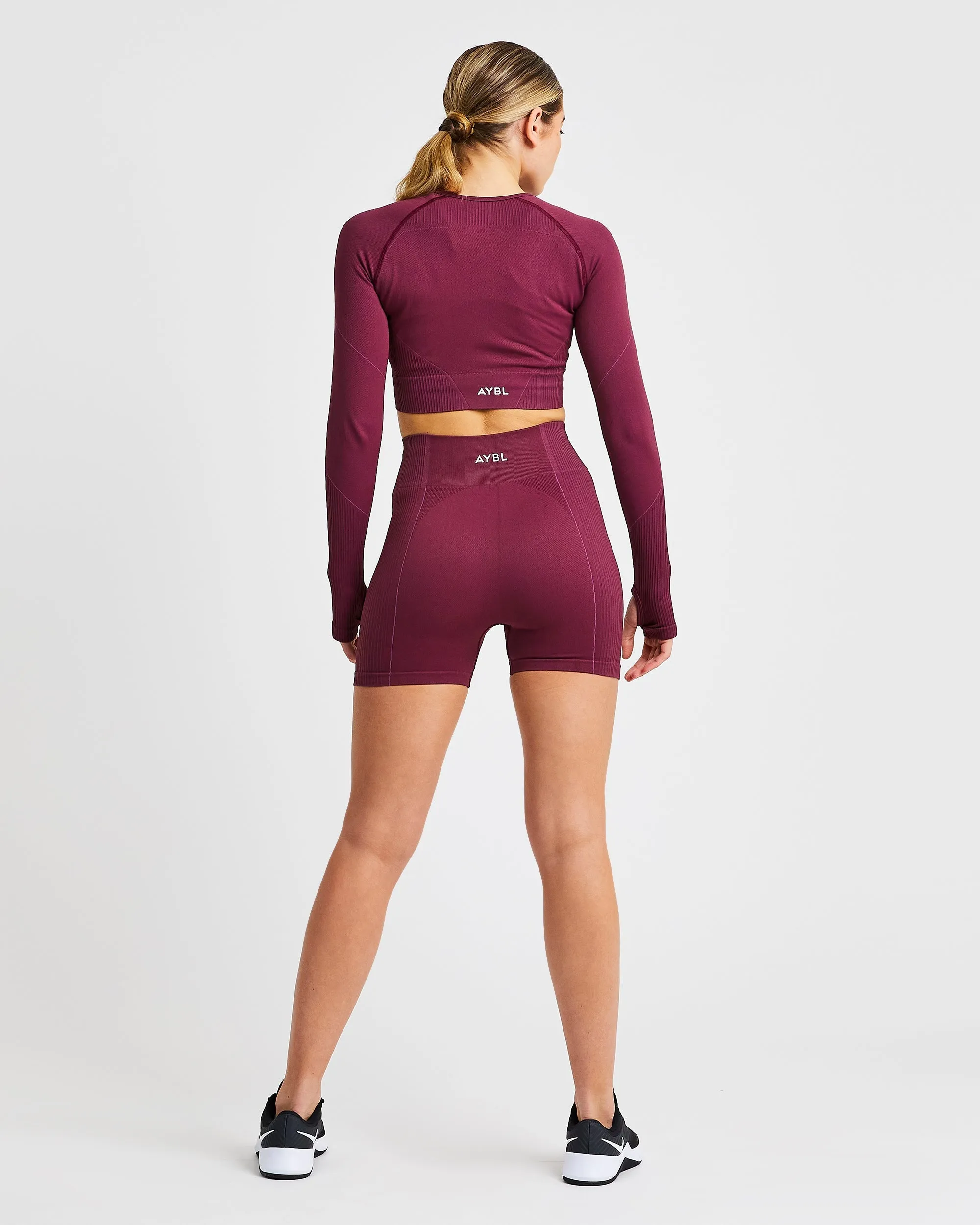Reflex Seamless Long Sleeve Crop Top - Plum sold by AYBL product image thumbnail 4