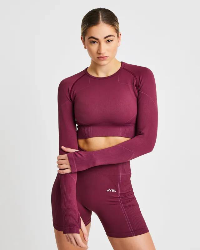 Reflex Seamless Long Sleeve Crop Top - Plum sold by AYBL