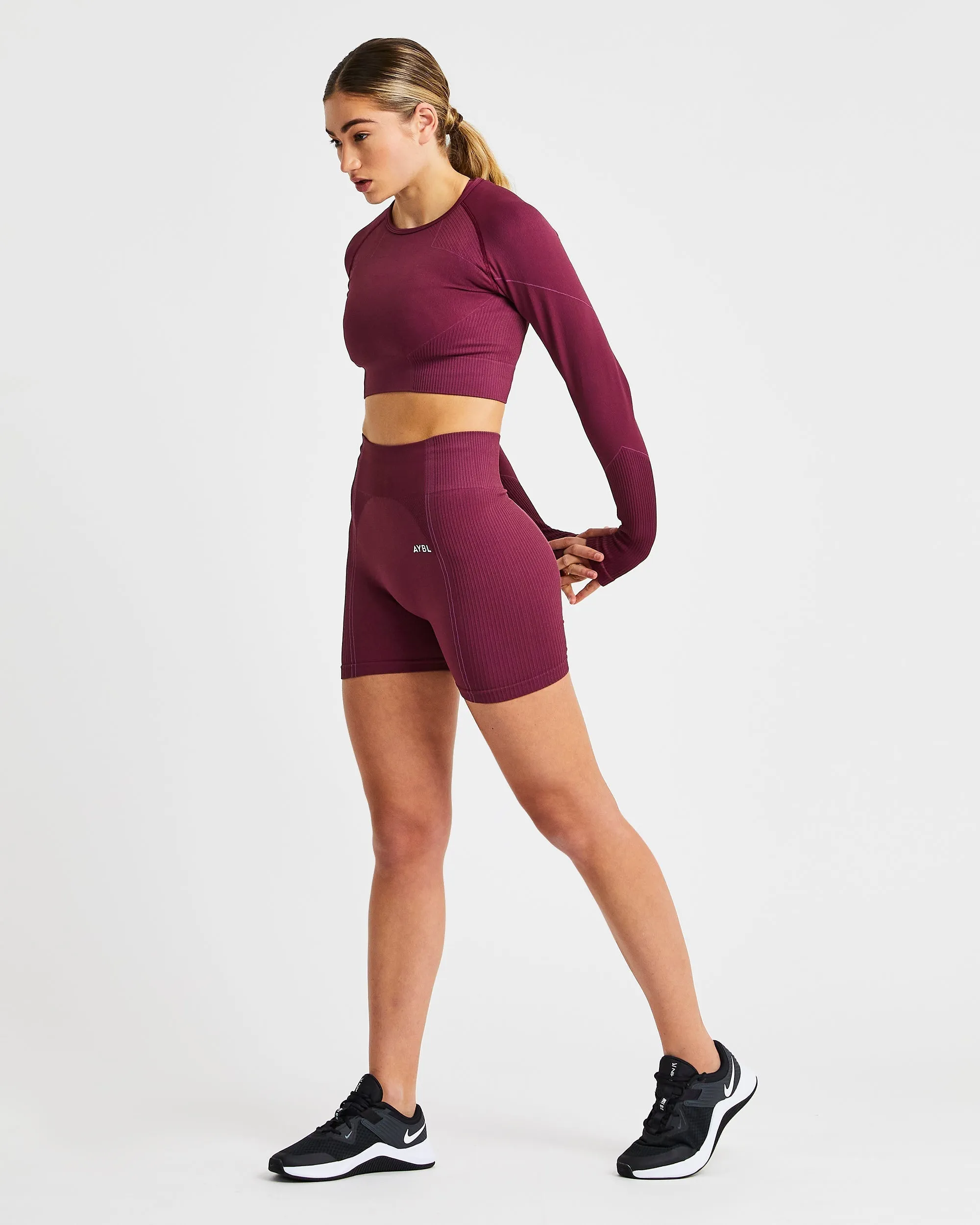 Reflex Seamless Long Sleeve Crop Top - Plum sold by AYBL product image thumbnail 5