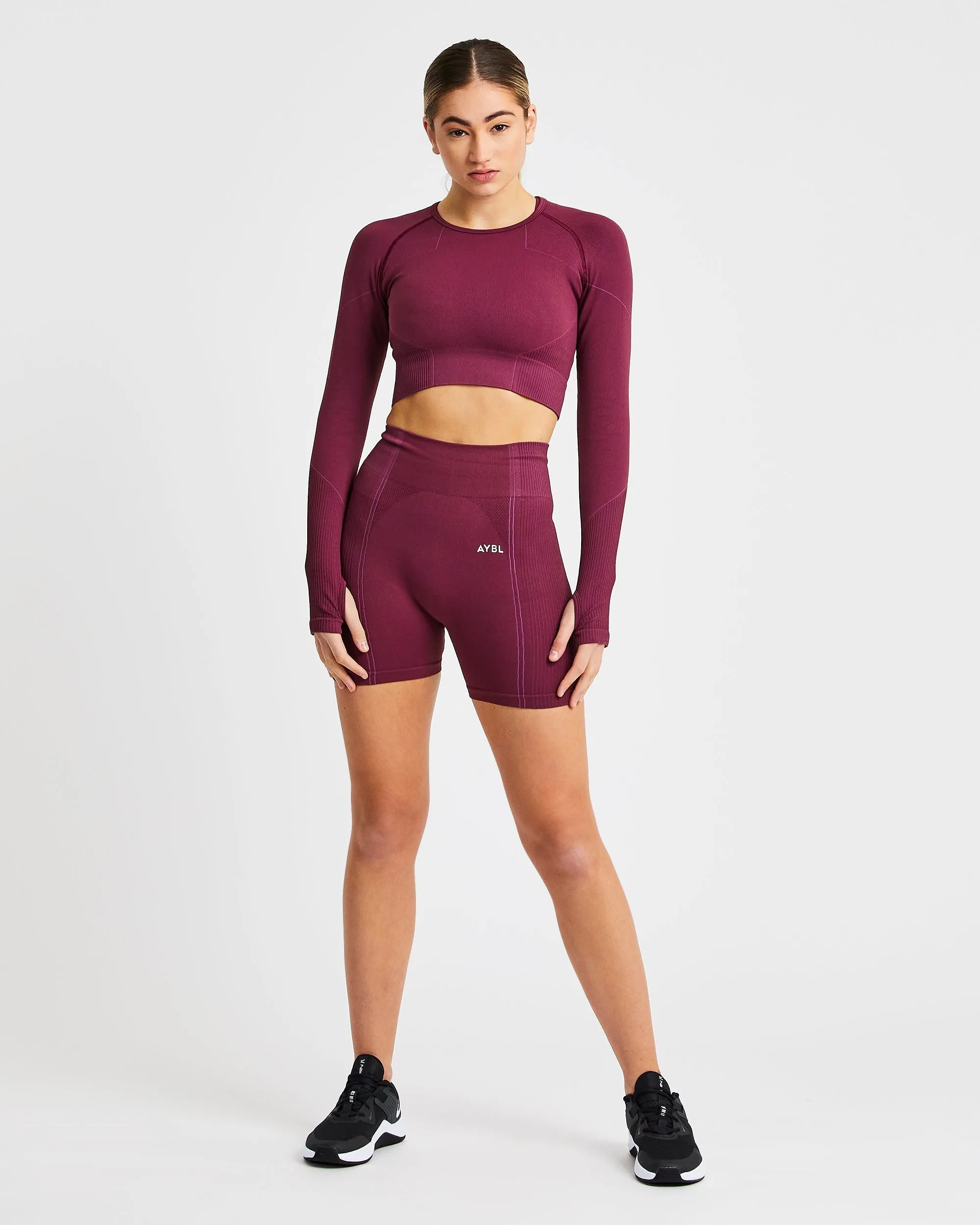 Reflex Seamless Long Sleeve Crop Top - Plum sold by AYBL product image thumbnail 3