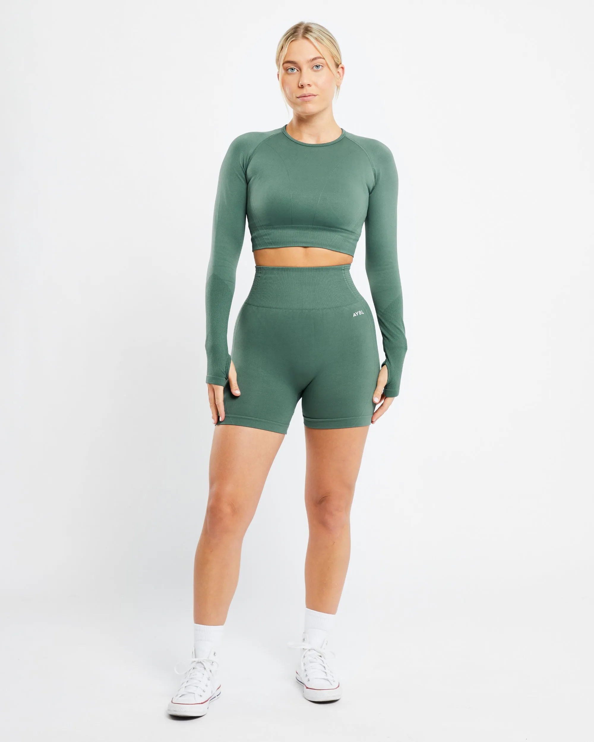 Balance V2 Seamless Long Sleeve Crop Top - Green sold by AYBL product image thumbnail 3