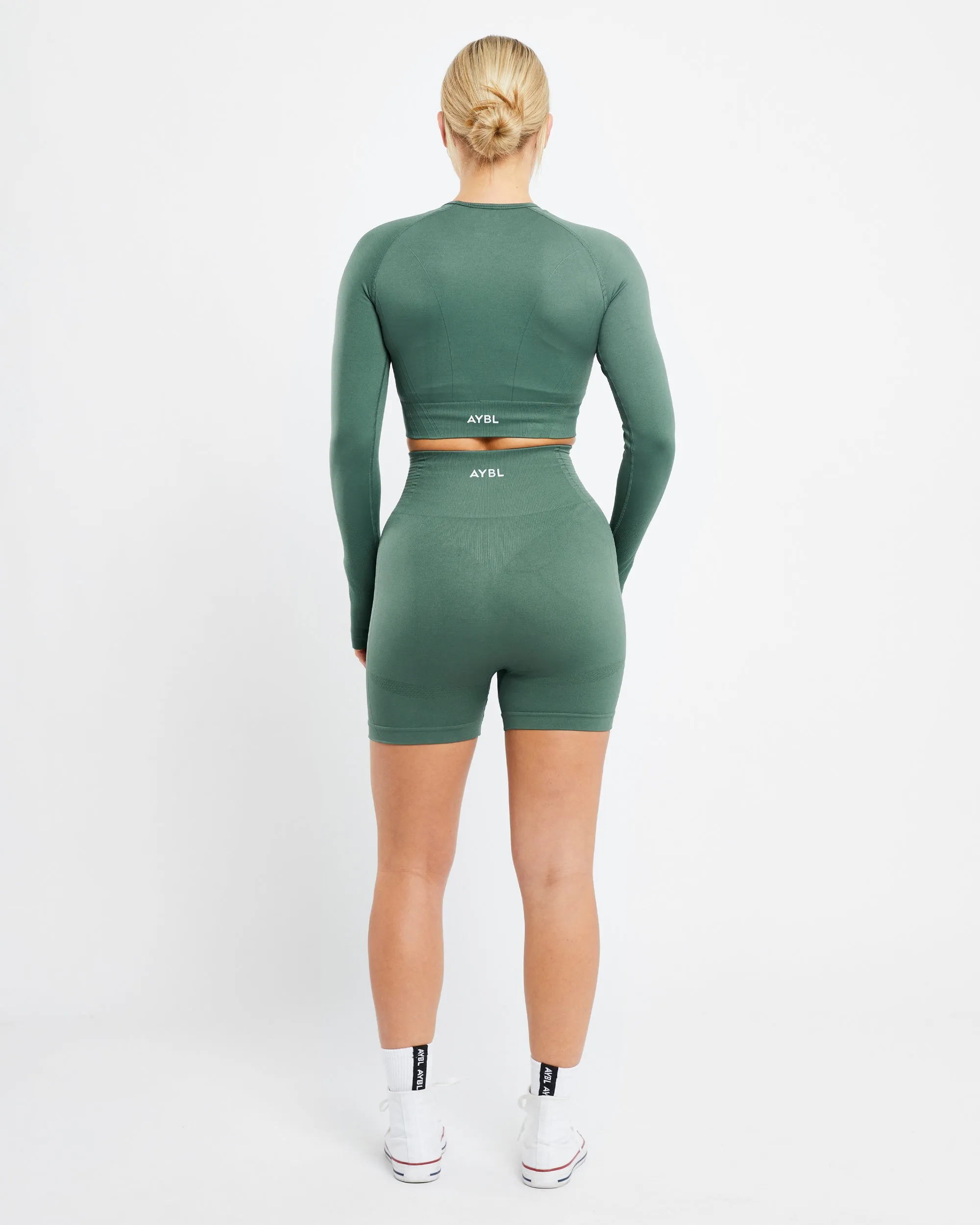 Balance V2 Seamless Long Sleeve Crop Top - Green sold by AYBL product image thumbnail 4