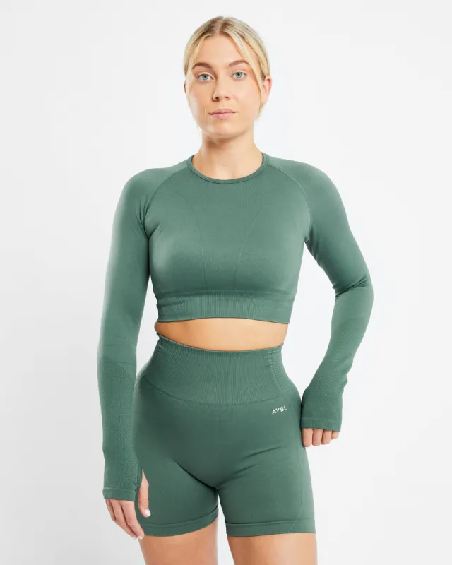 Balance V2 Seamless Long Sleeve Crop Top - Green sold by AYBL