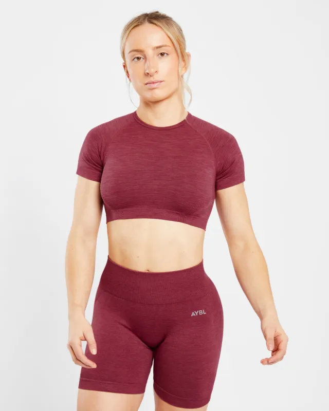 Revive Seamless Crop Top - Burgundy Marl sold by AYBL