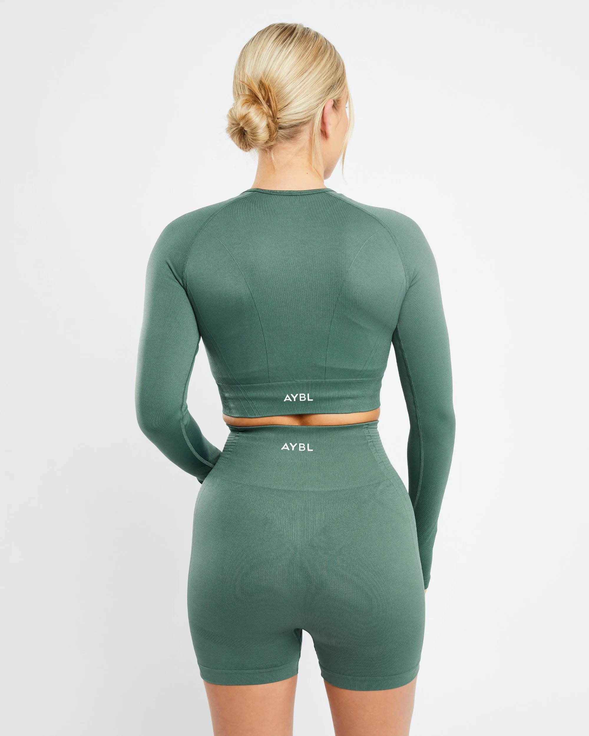Balance V2 Seamless Long Sleeve Crop Top - Green sold by AYBL product image thumbnail 2