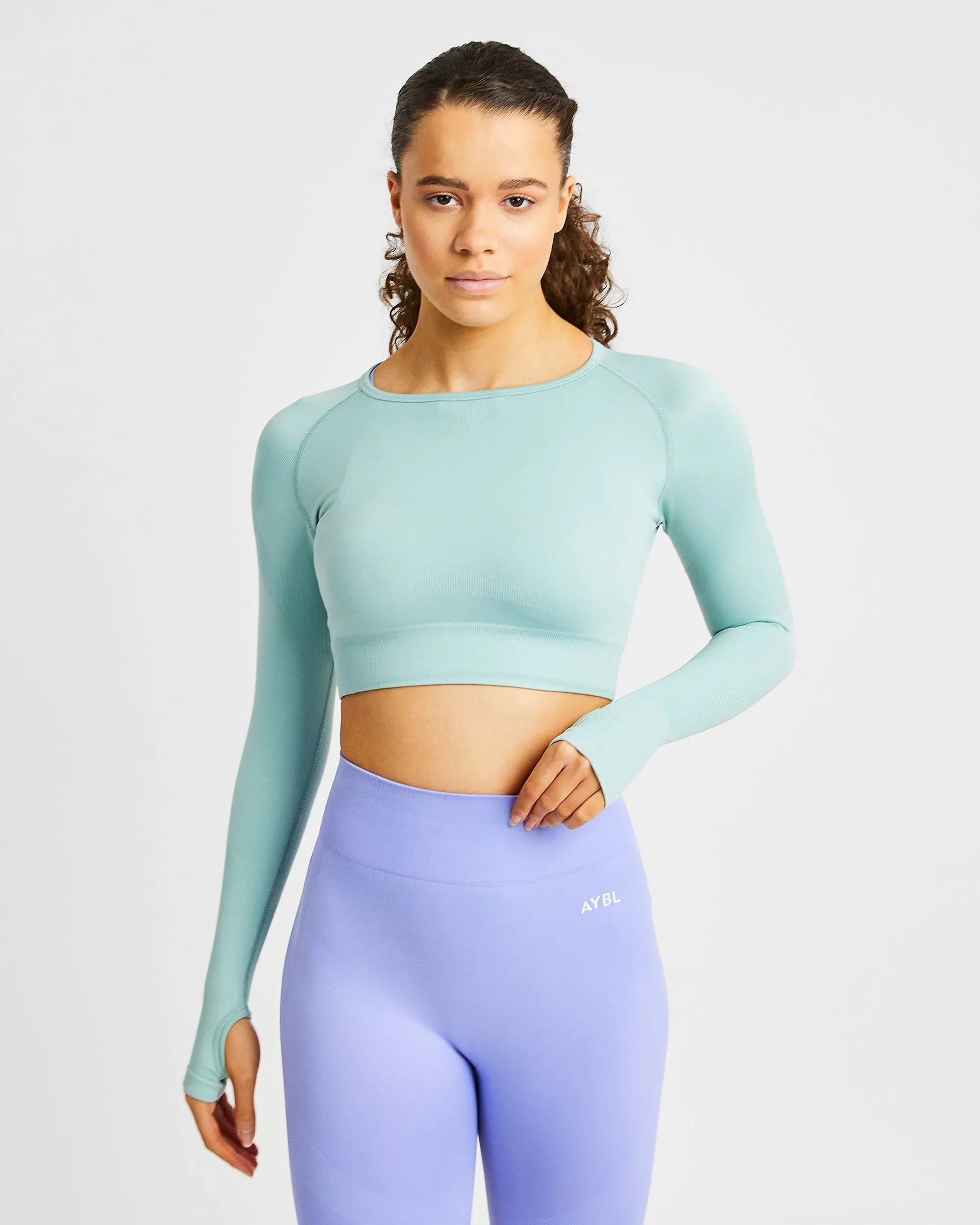 Reform Seamless Long Sleeve Crop Top - Sage Green sold by AYBL