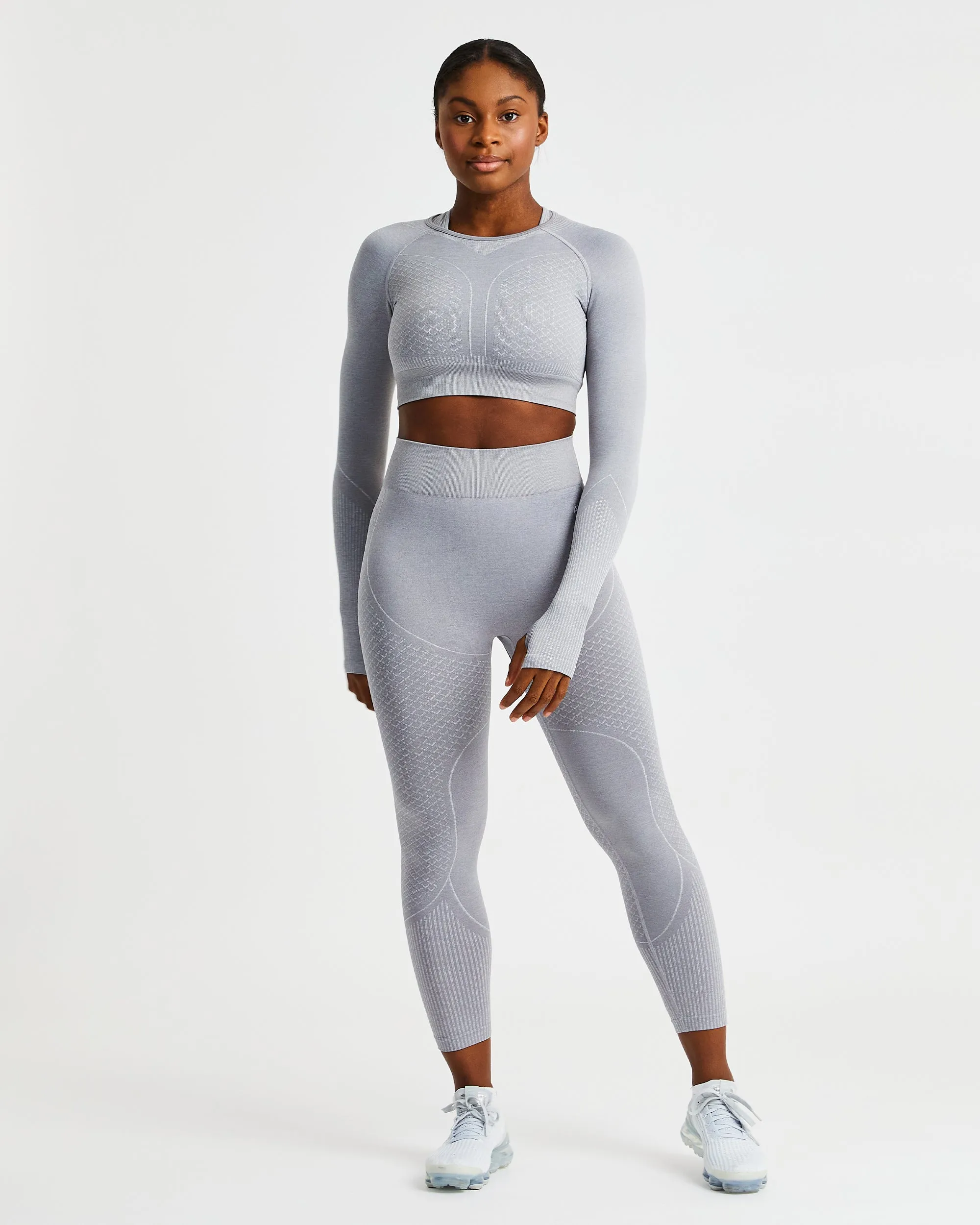 Impact Seamless Long Sleeve Crop Top - Grey sold by AYBL product image thumbnail 3