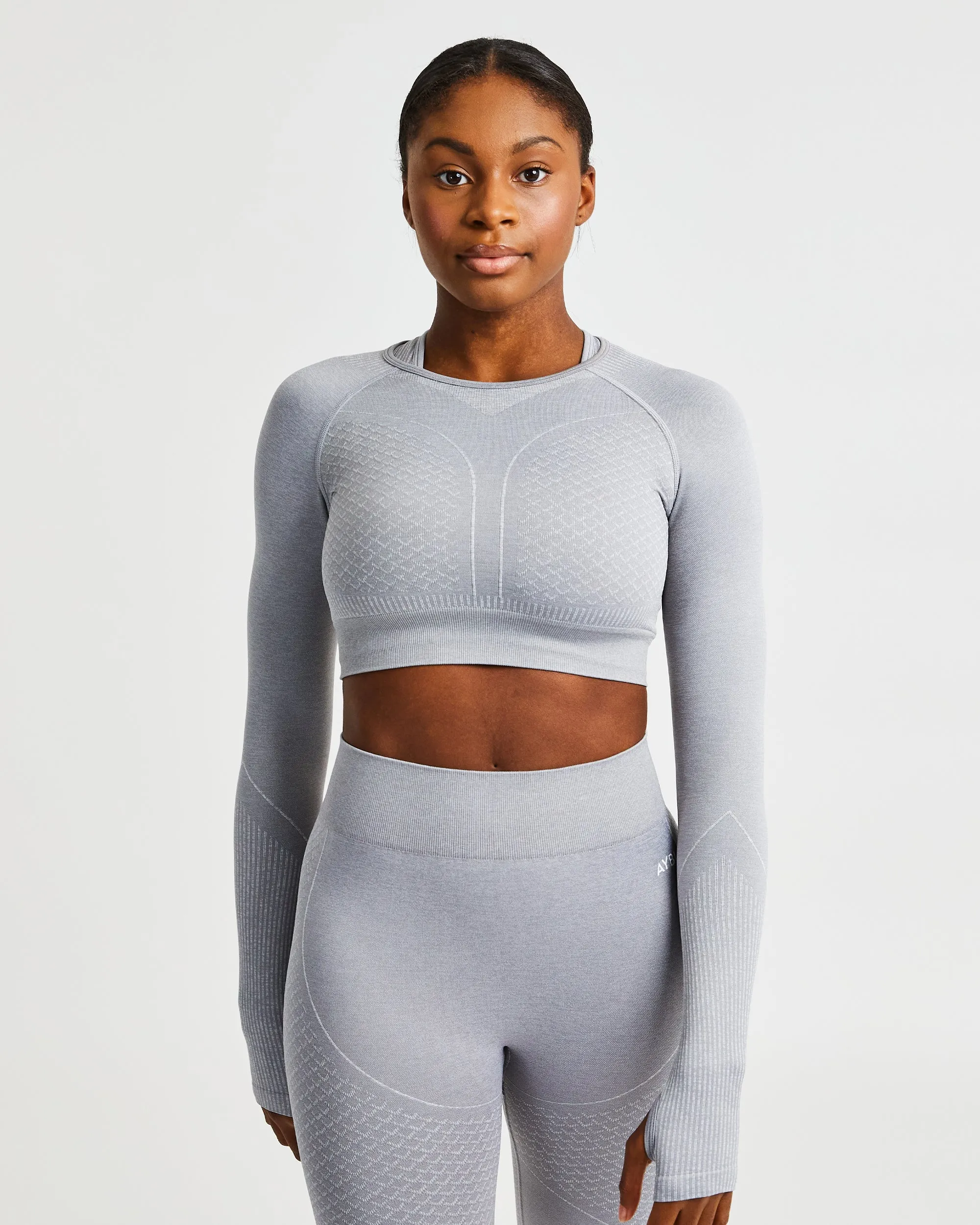 Impact Seamless Long Sleeve Crop Top - Grey sold by AYBL