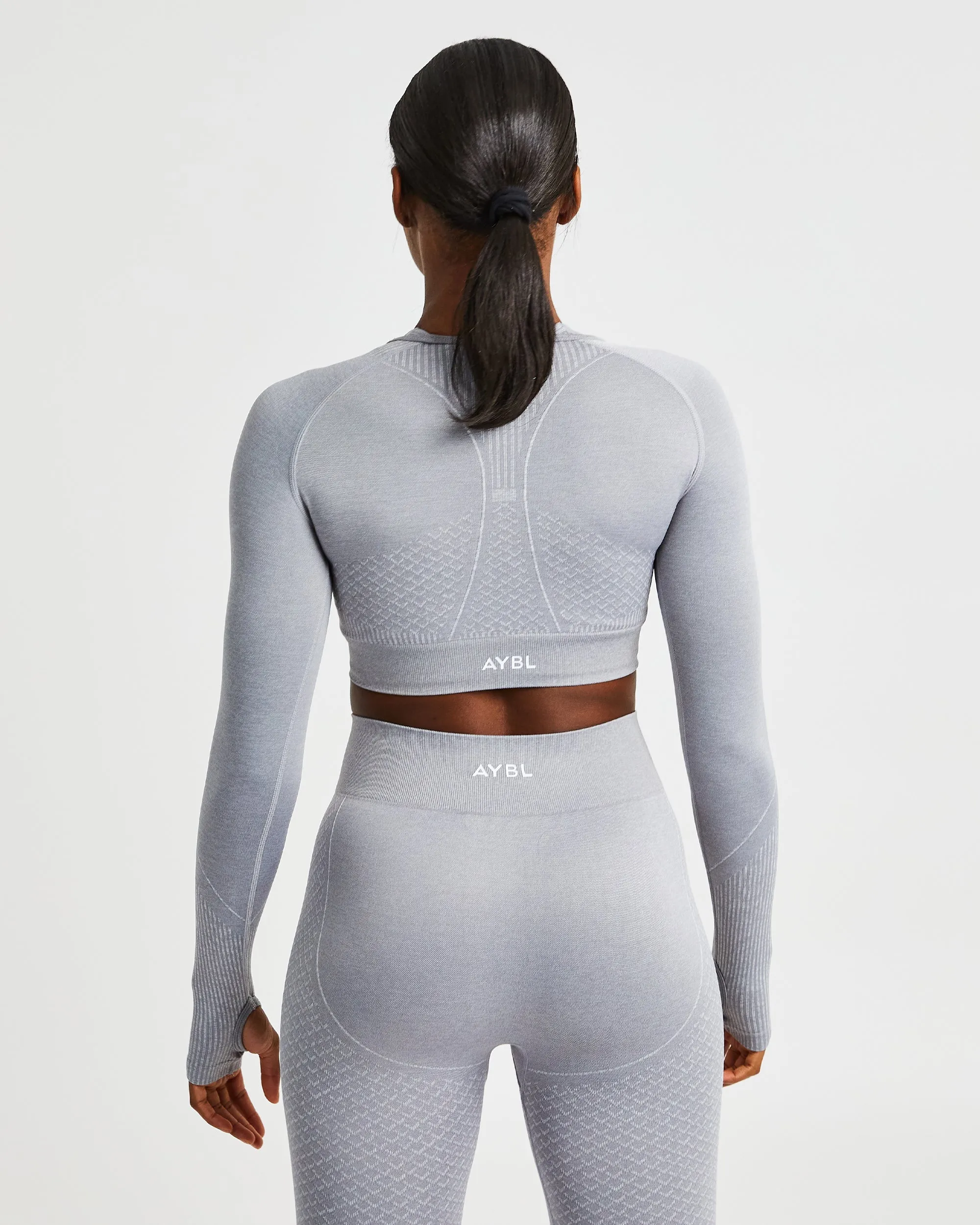 Impact Seamless Long Sleeve Crop Top - Grey sold by AYBL product image thumbnail 2