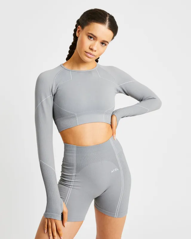 Reflex Seamless Long Sleeve Crop Top - Grey sold by AYBL