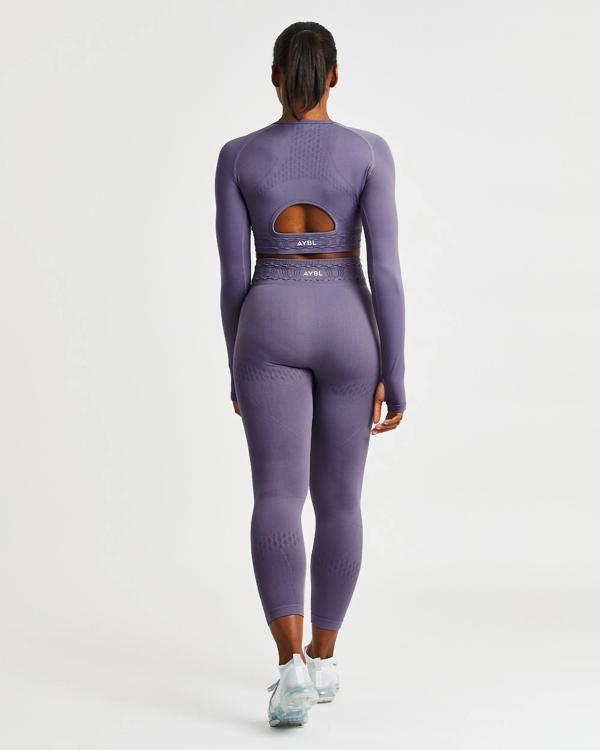 Elevate Seamless Long Sleeve Crop Top - Purple sold by AYBL product image thumbnail 4