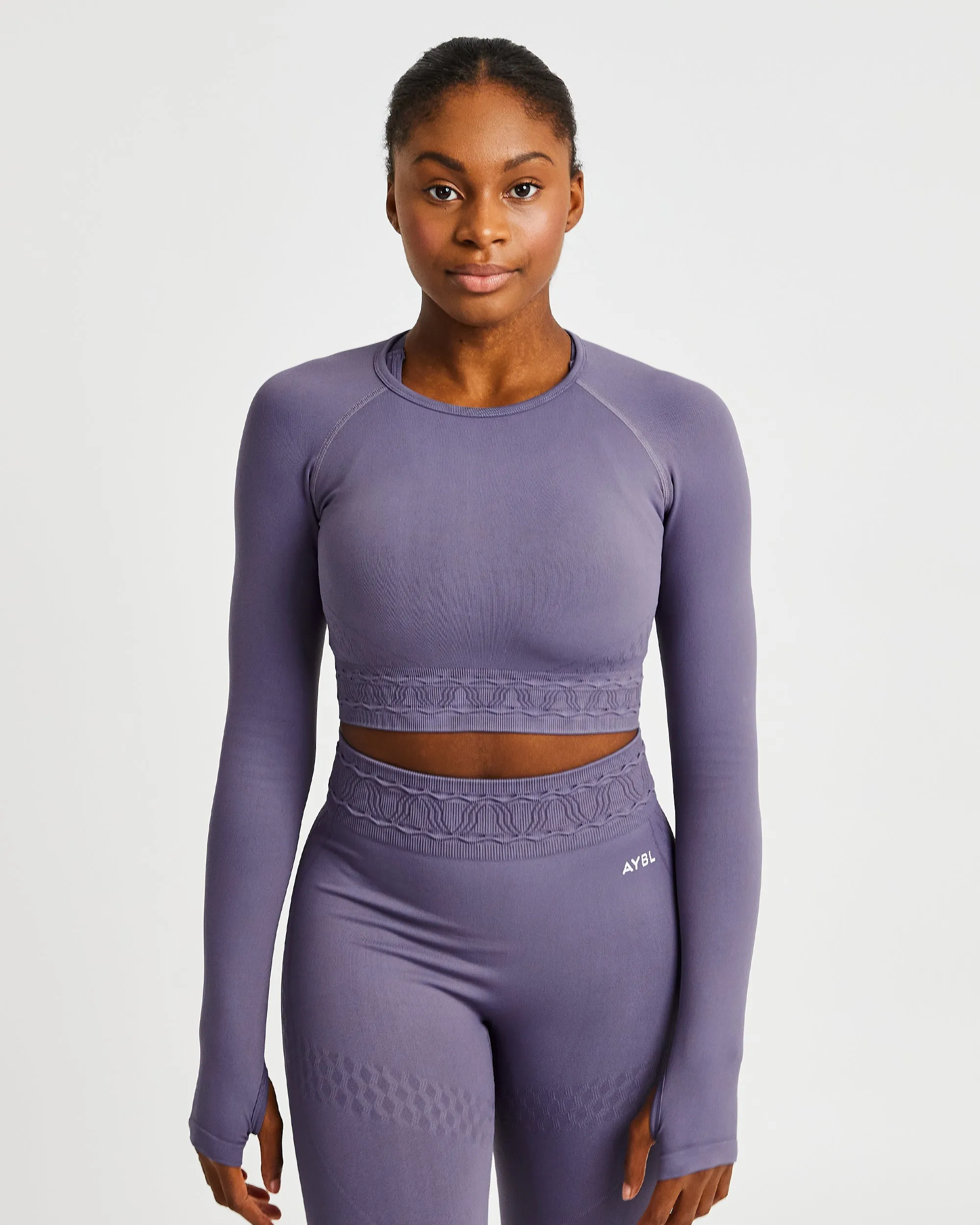 Elevate Seamless Long Sleeve Crop Top - Purple sold by AYBL