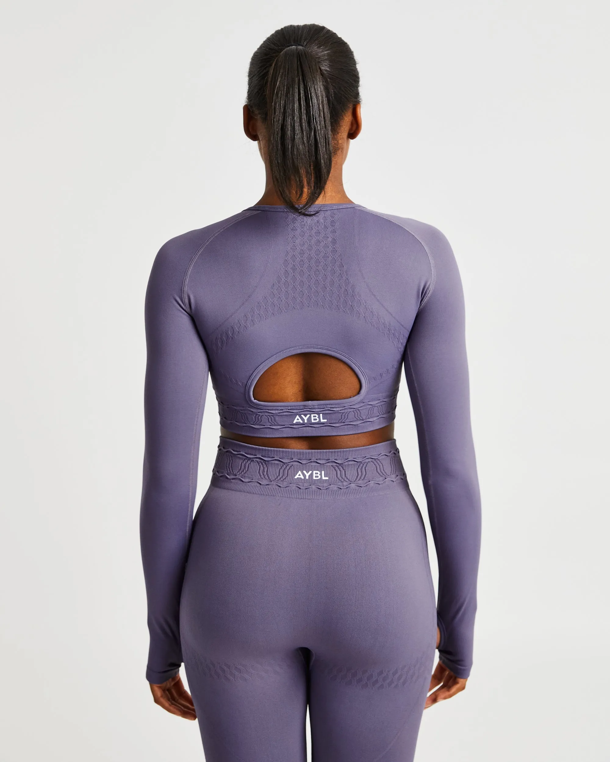 Elevate Seamless Long Sleeve Crop Top - Purple sold by AYBL product image thumbnail 2
