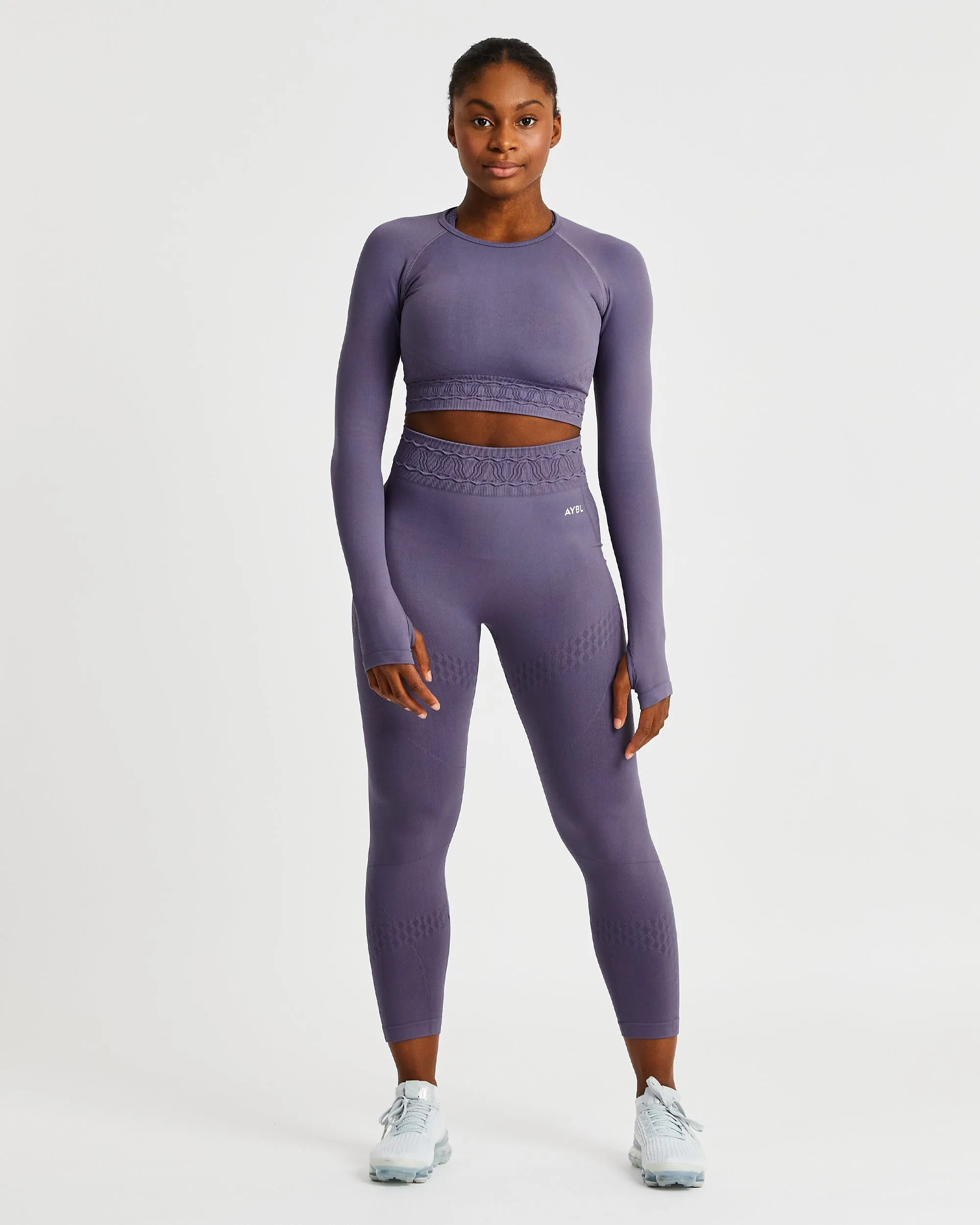 Elevate Seamless Long Sleeve Crop Top - Purple sold by AYBL product image thumbnail 3