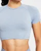 Revive Seamless Crop Top - Mineral Blue Marl sold by AYBL