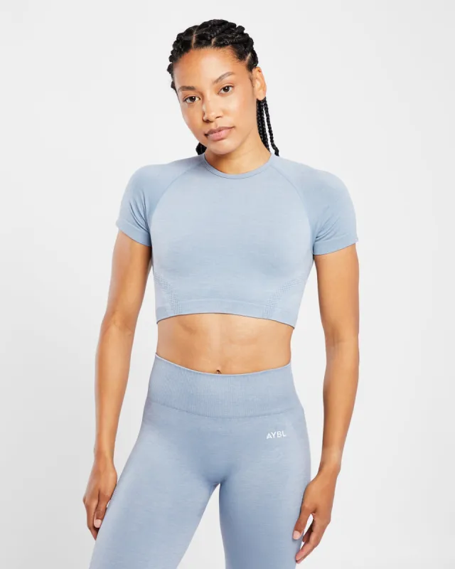 Revive Seamless Crop Top - Mineral Blue Marl sold by AYBL