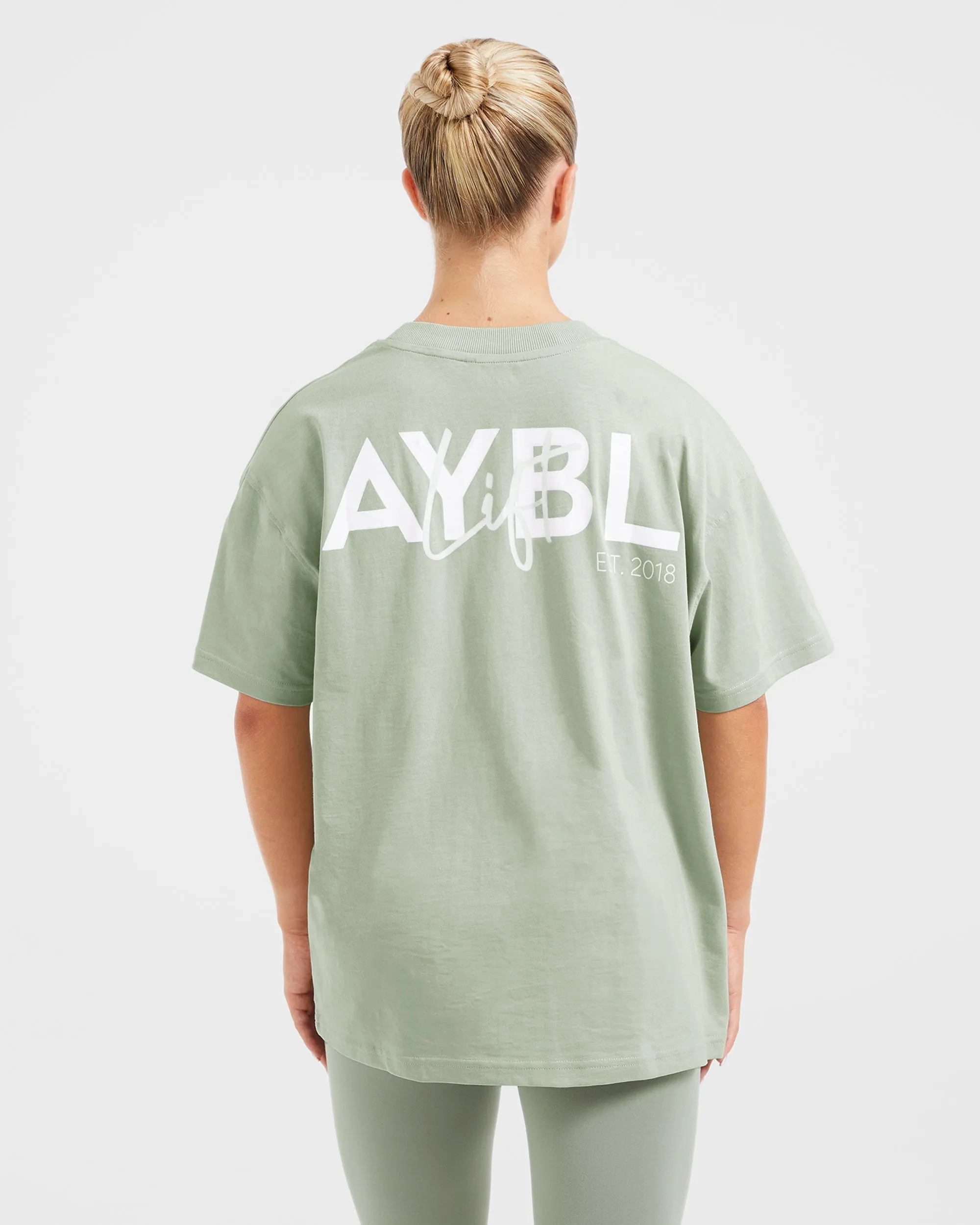 Lift Graphic Oversized T Shirt - Light Sage sold by AYBL