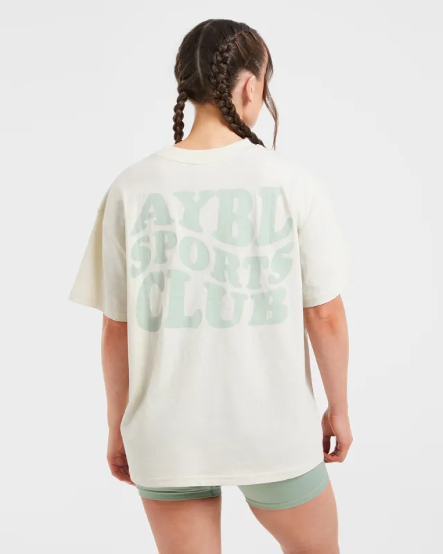 Sports Club Wavy Oversized T Shirt - Off White/Green sold by AYBL