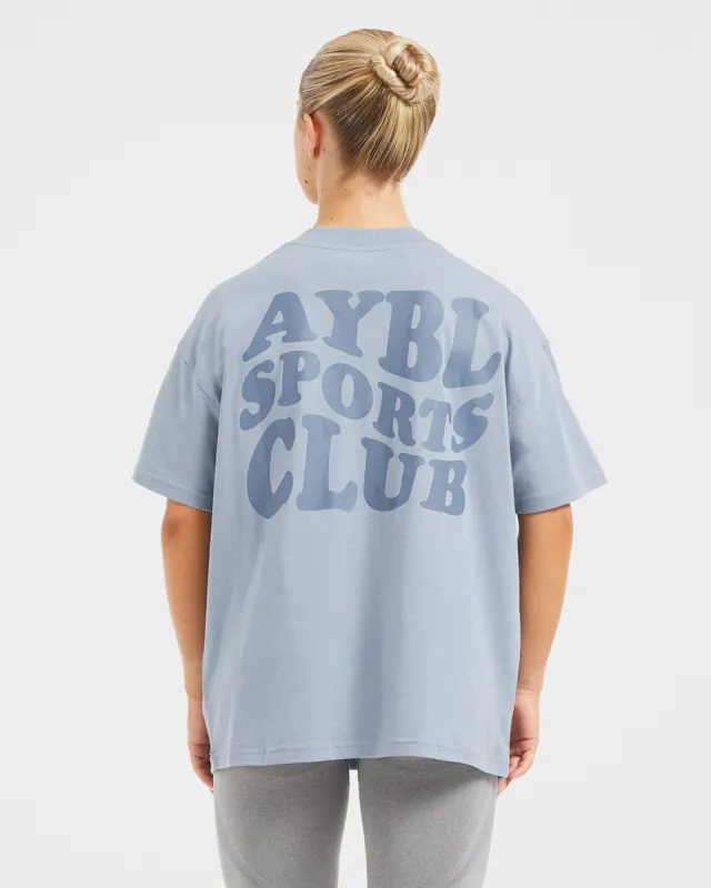 Sports Club Wavy Oversized T Shirt - Dusty Blue sold by AYBL
