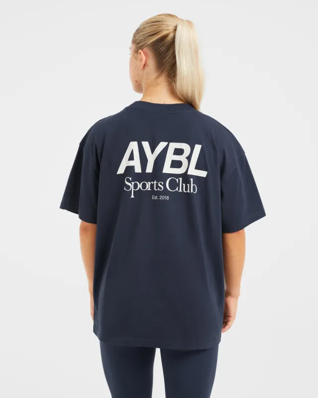 AYBL Sports Club Oversized T Shirt - Navy/Off White sold by AYBL