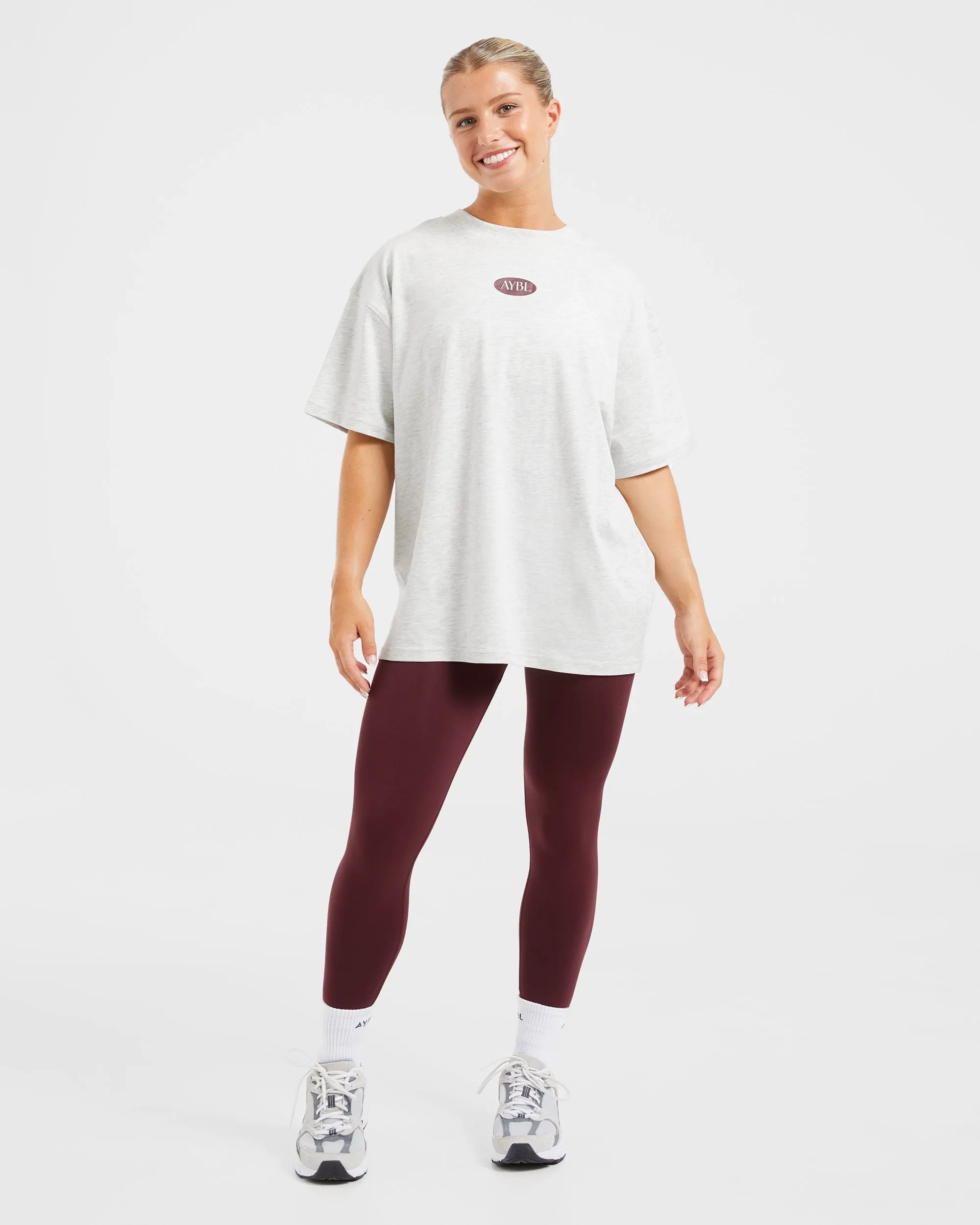 AYBL Lifestyle Oversized T Shirt - Heather Grey/Burgundy sold by AYBL product image thumbnail 3