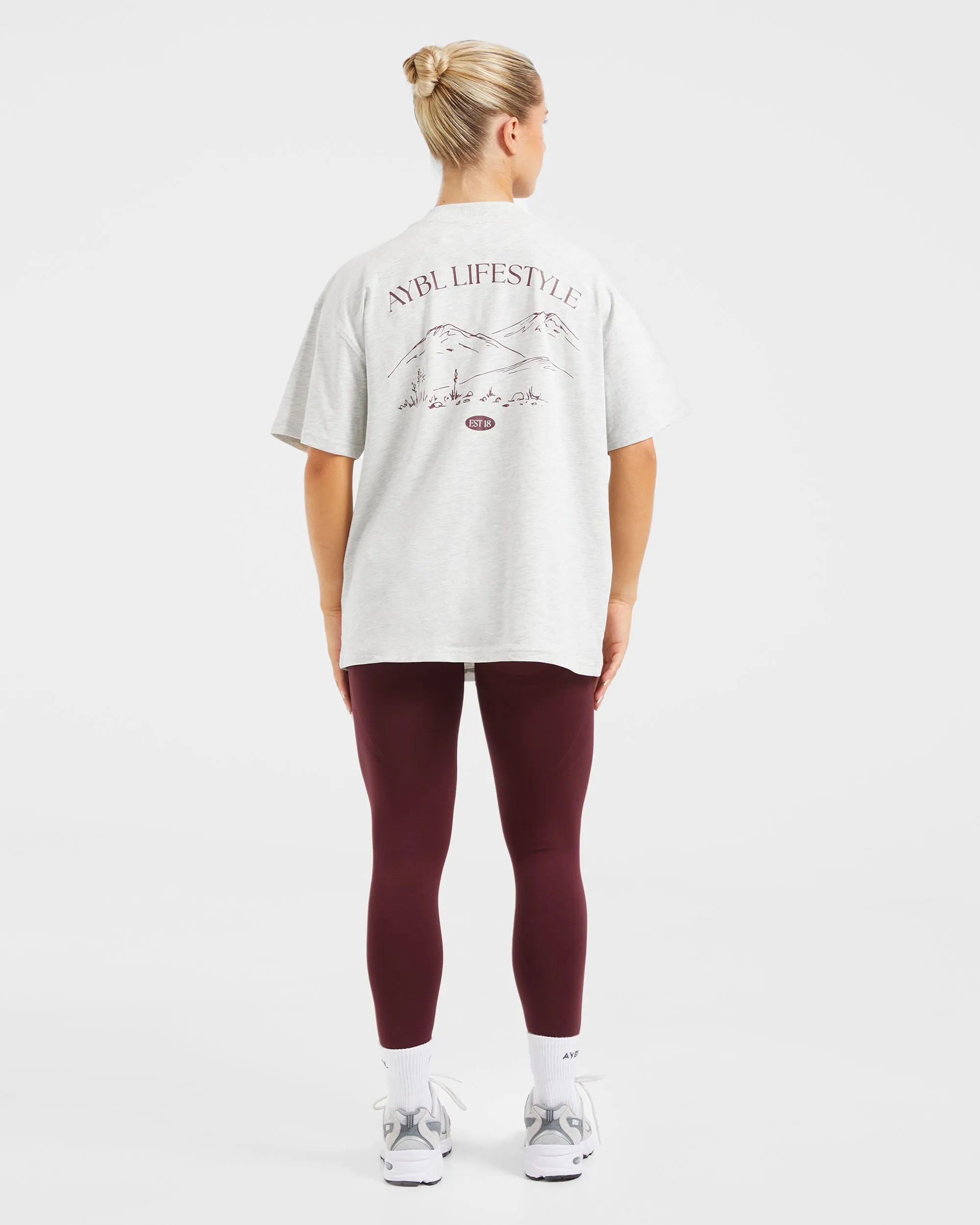 AYBL Lifestyle Oversized T Shirt - Heather Grey/Burgundy sold by AYBL product image thumbnail 4