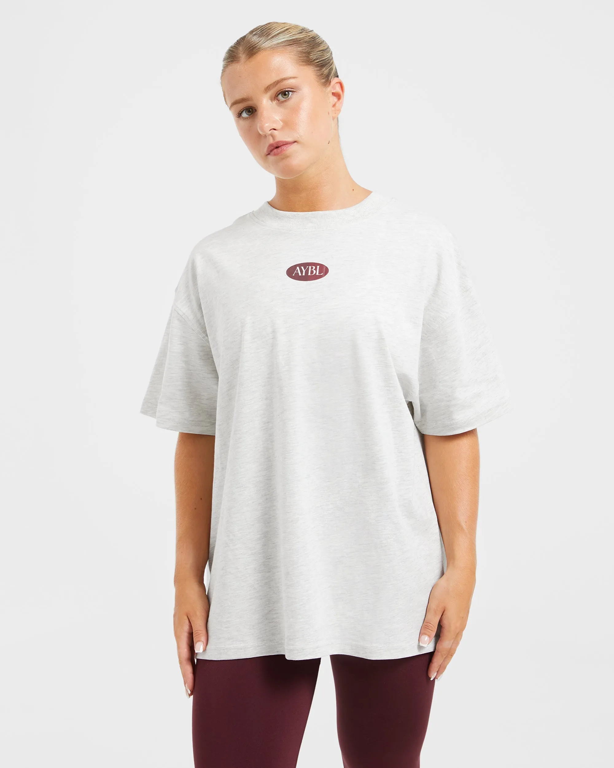 AYBL Lifestyle Oversized T Shirt - Heather Grey/Burgundy sold by AYBL product image thumbnail 2