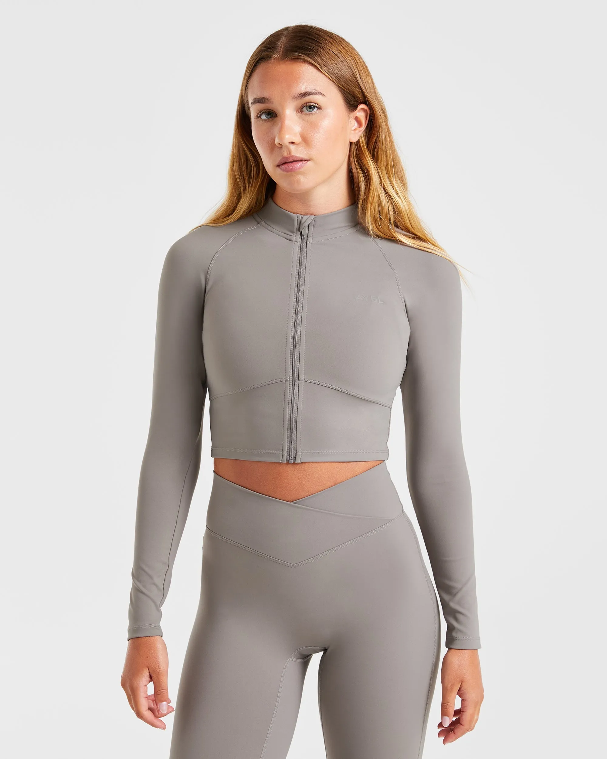 Sculpt Wrap Zip Up Jacket - Smoke Grey sold by AYBL