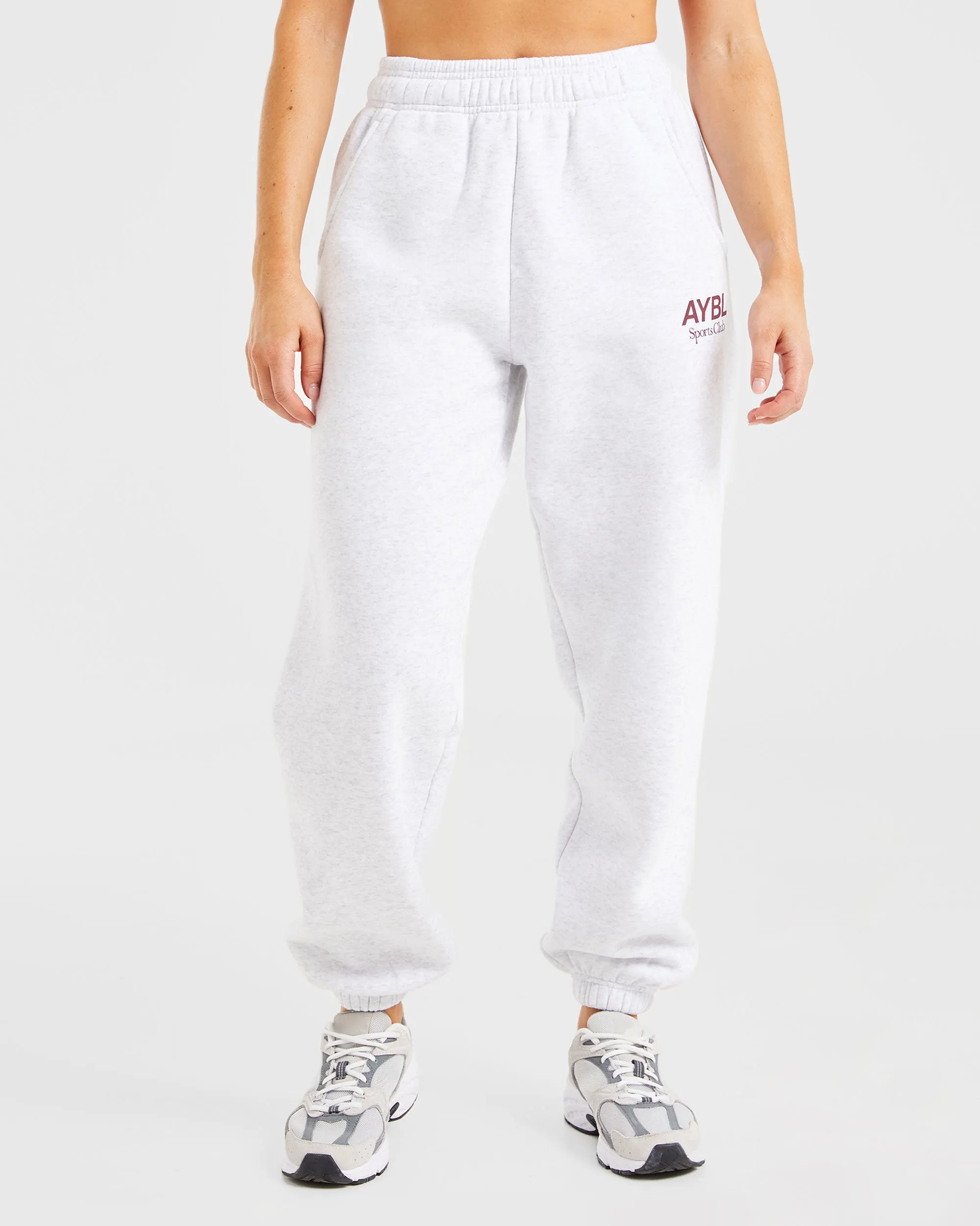 AYBL Sports Club Oversized Joggers - Grey Marl/Burgundy sold by AYBL