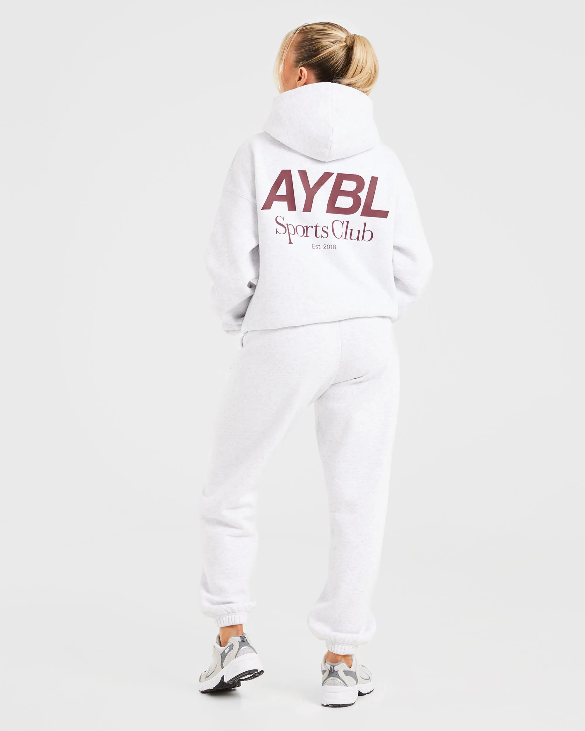 AYBL Sports Club Oversized Hoodie - Grey Marl/Burgundy sold by AYBL product image thumbnail 4
