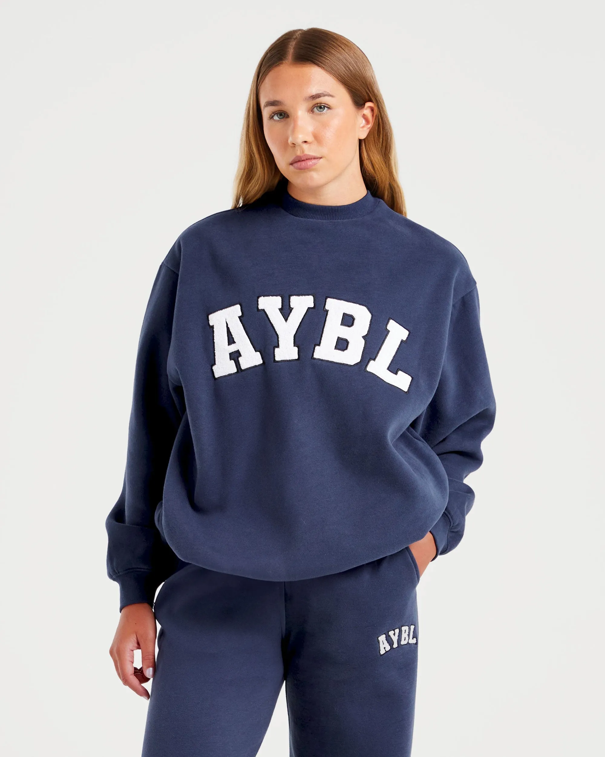 Varsity Oversized Sweatshirt - Navy sold by AYBL